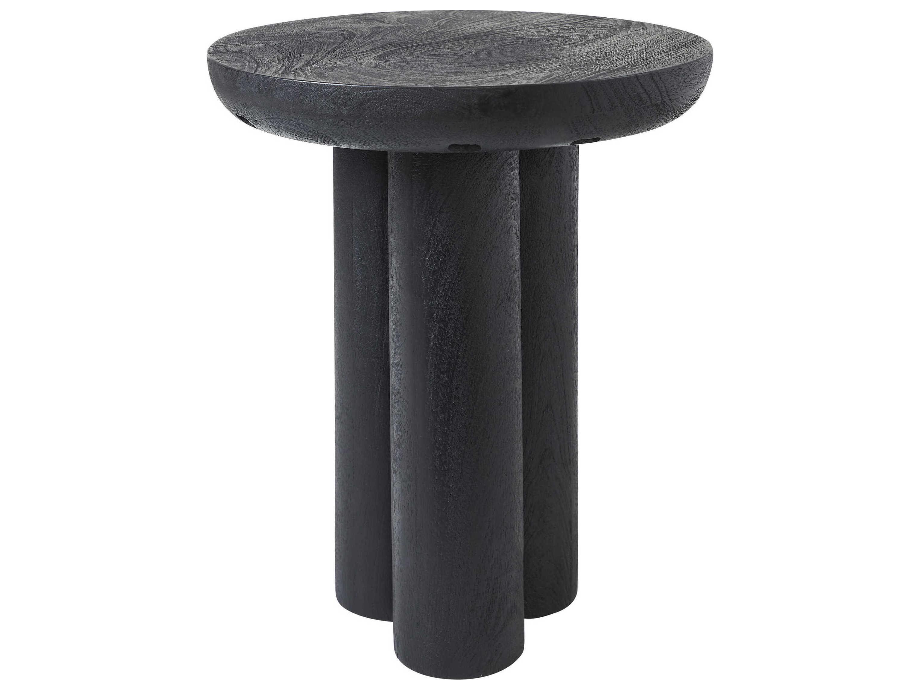 Renwil Quintin Round Wood Black End Table