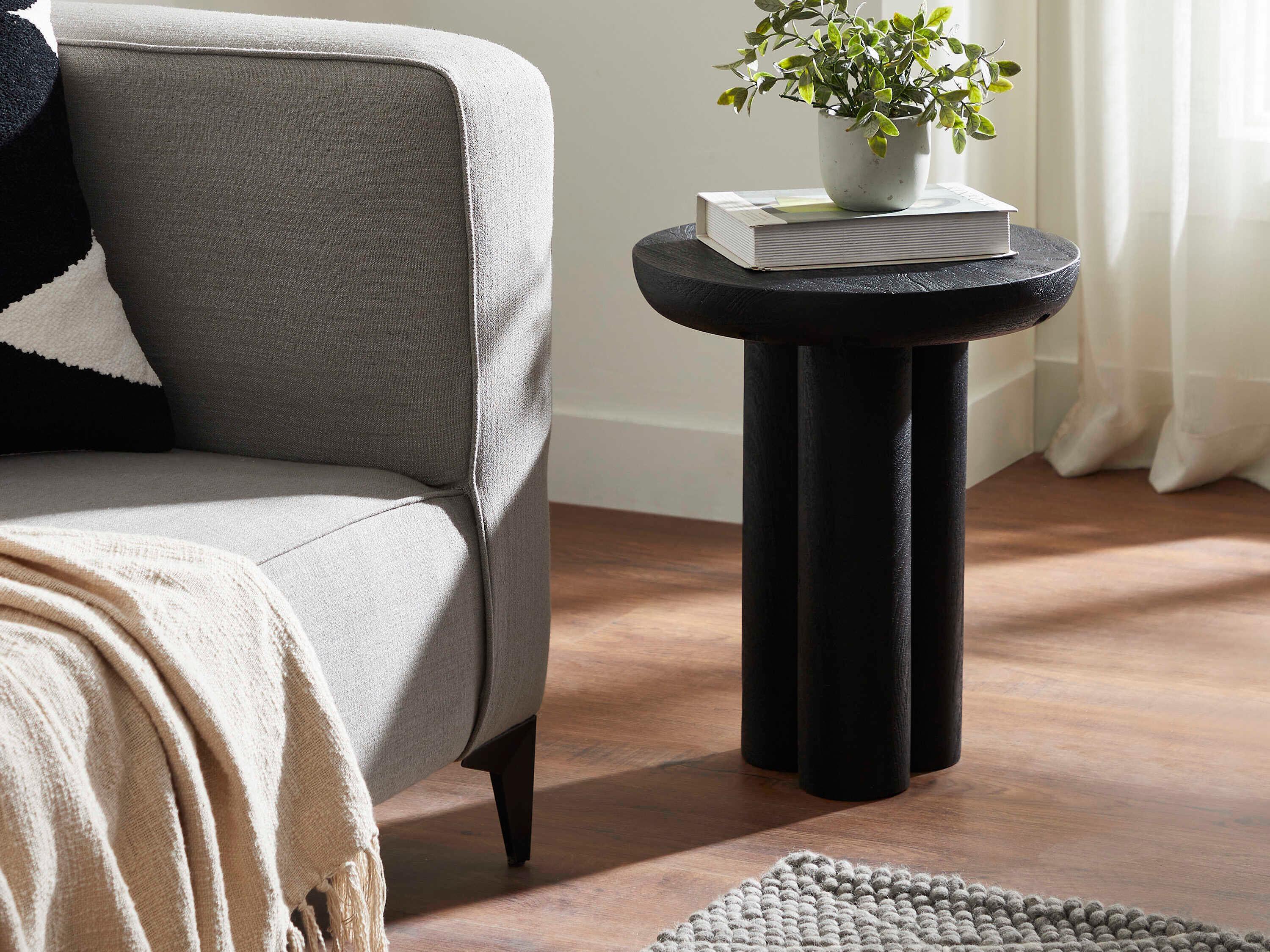 Renwil Quintin Round Wood Black End Table