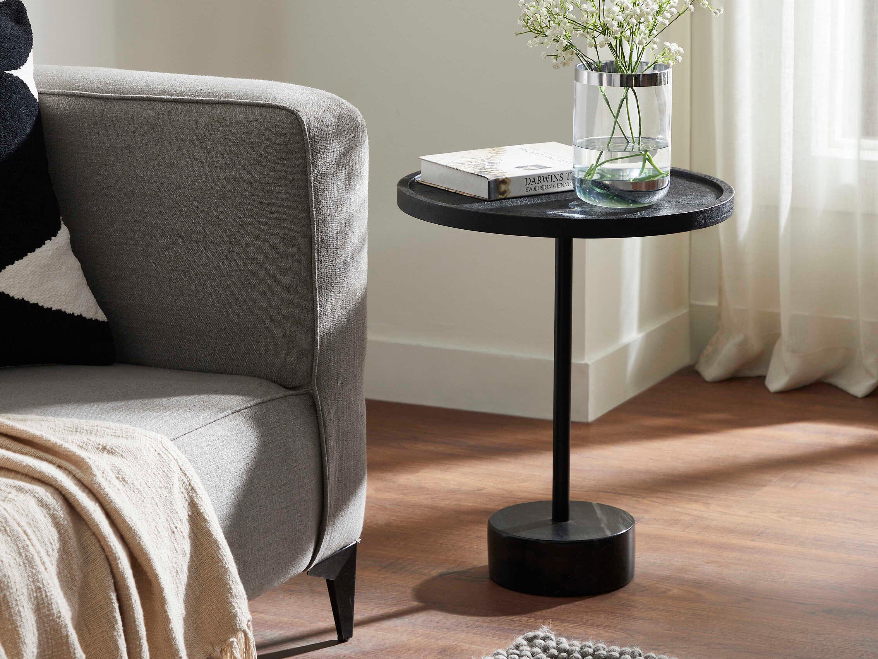 Renwil Samba Round Wood Black End Table
