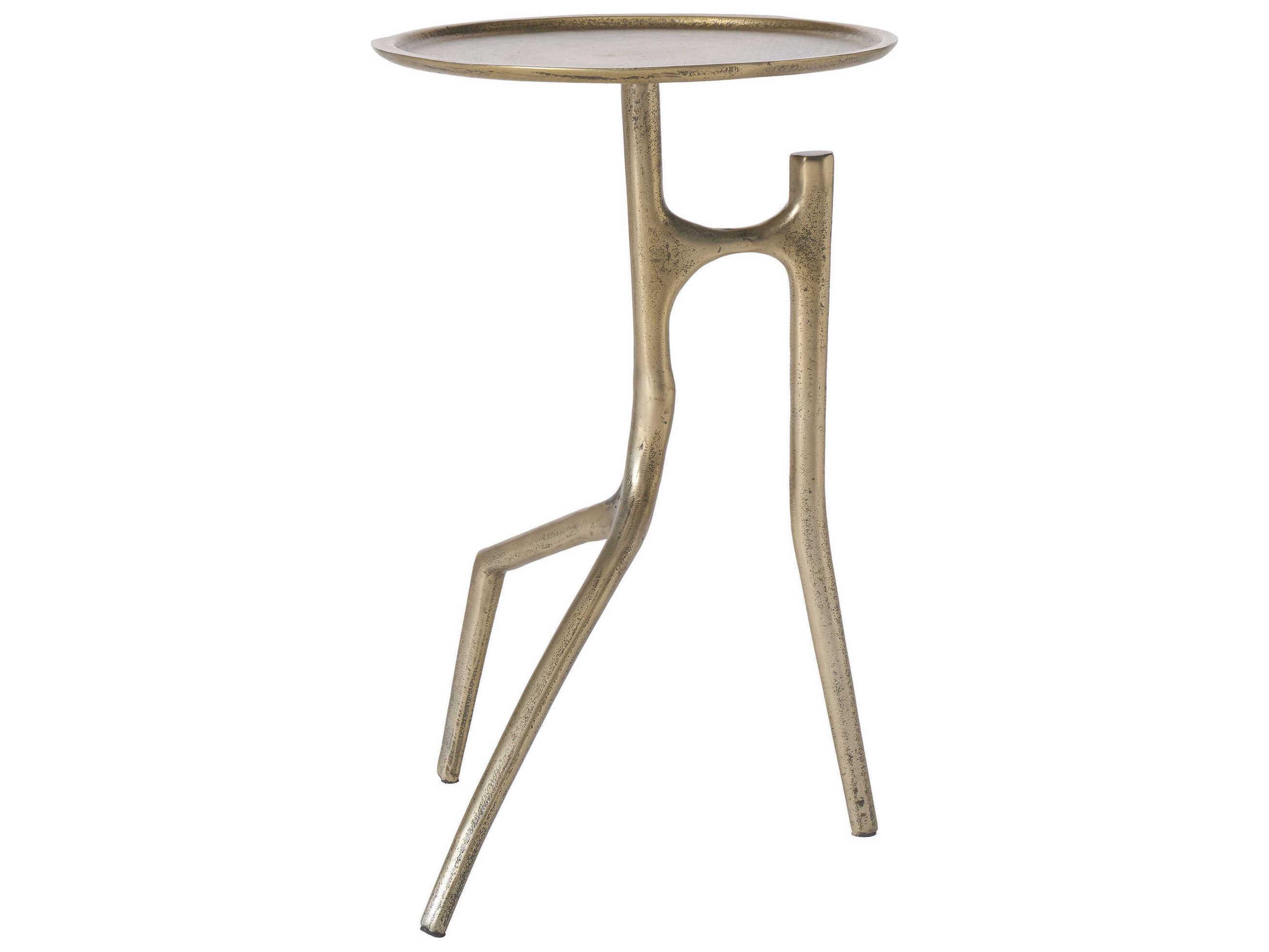 Renwil Tosca Round Metal Antique Brass End Table