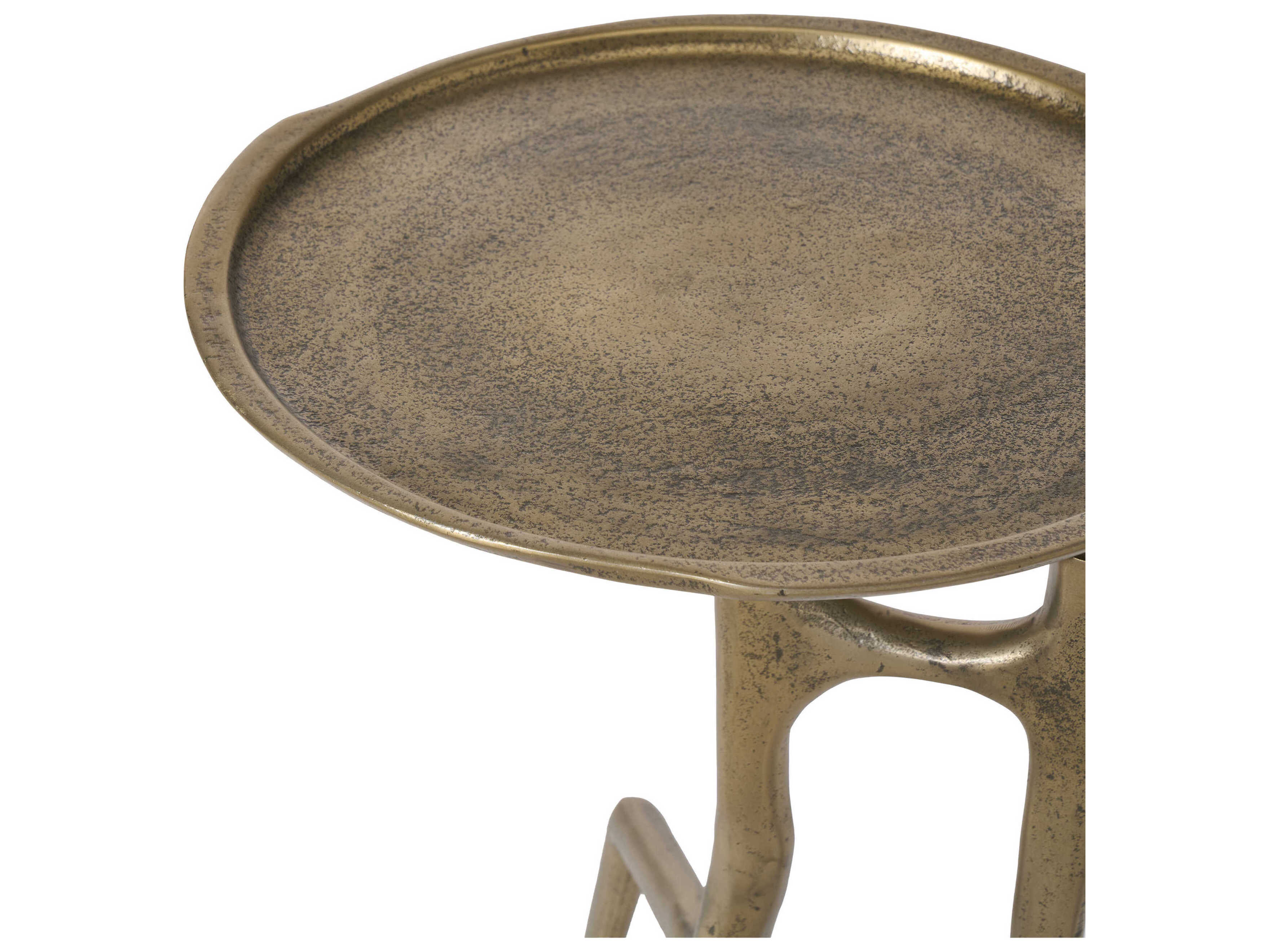 Renwil Tosca Round Metal Antique Brass End Table