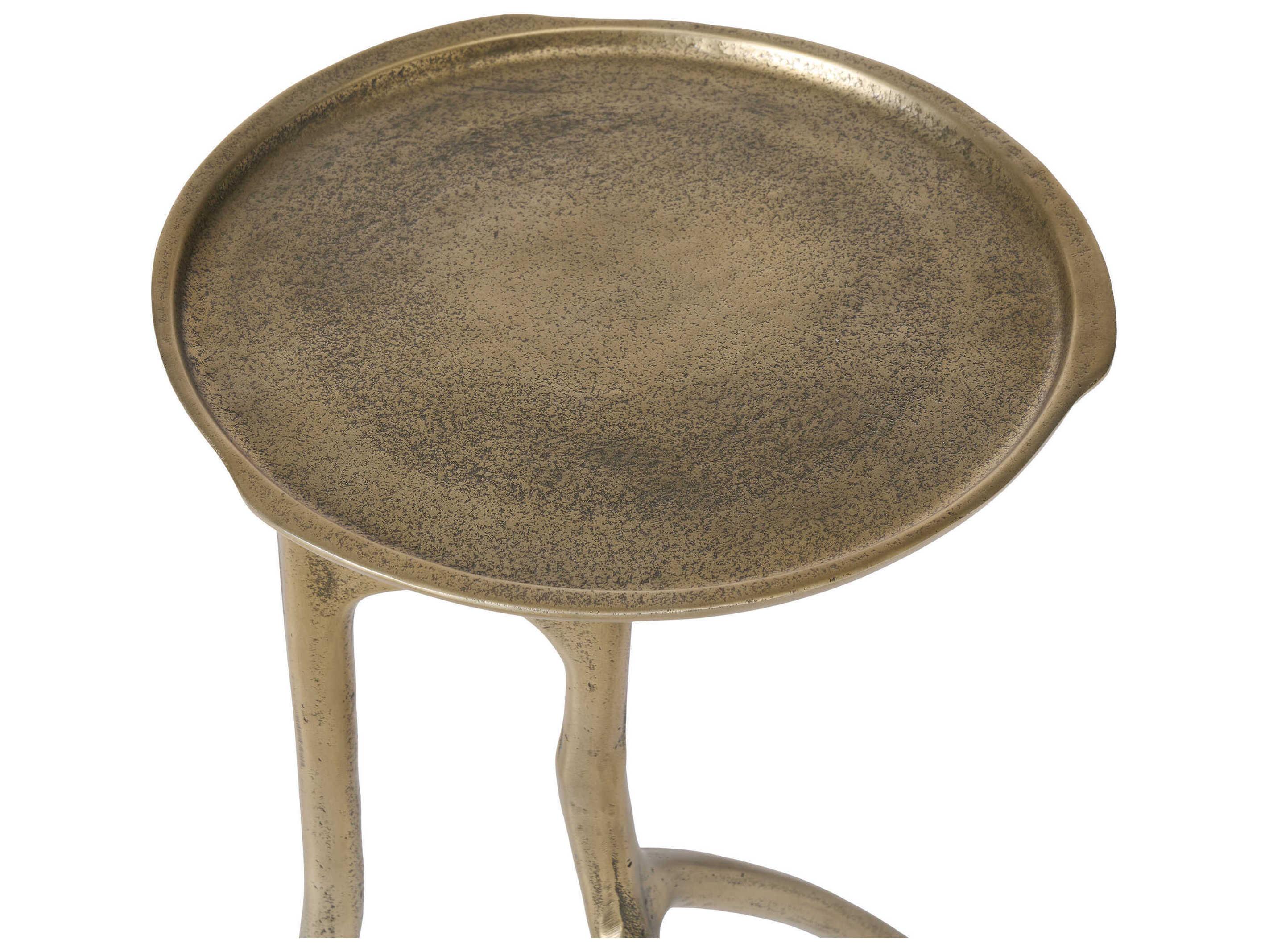 Renwil Tosca Round Metal Antique Brass End Table