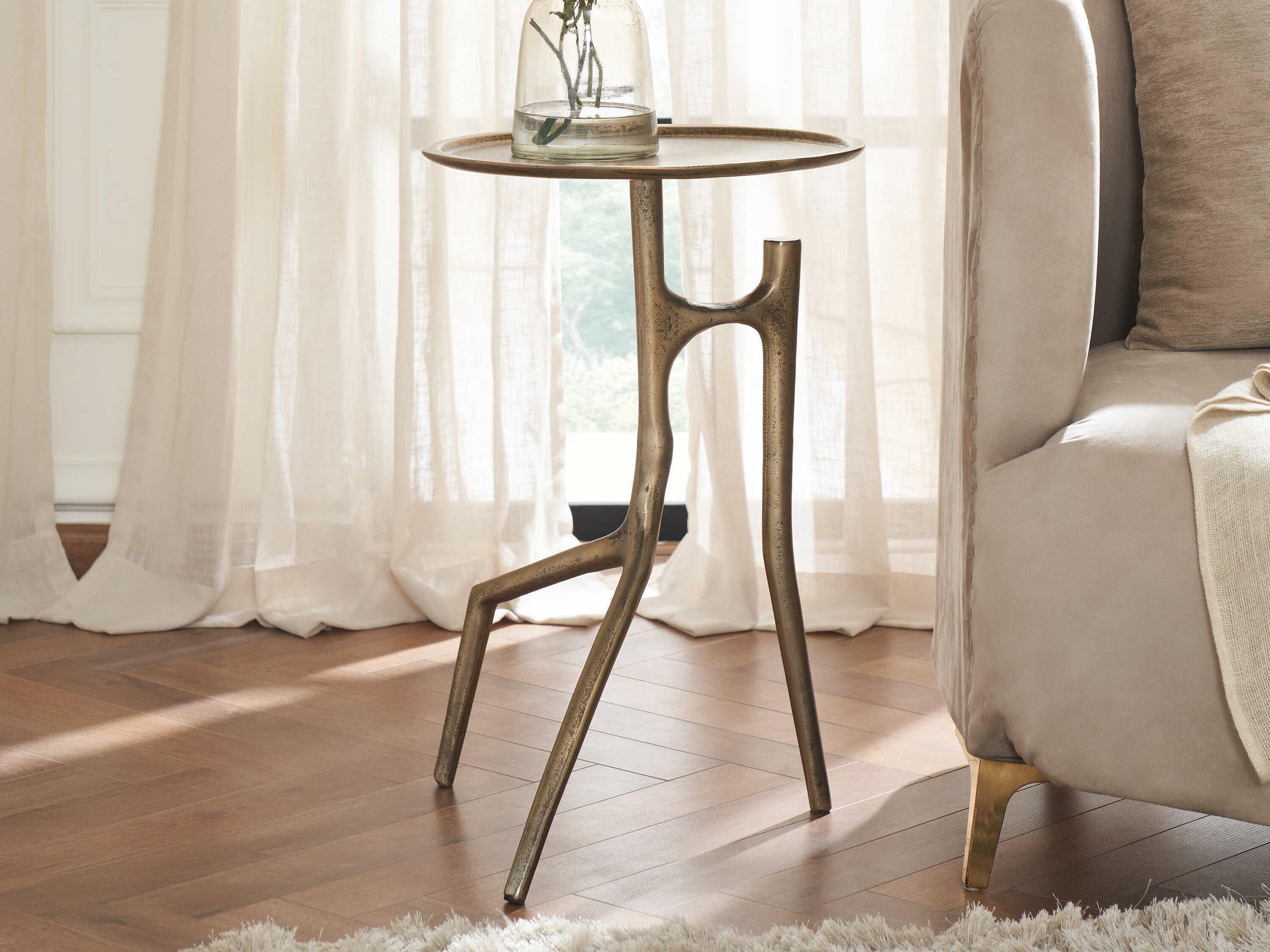 Renwil Tosca Round Metal Antique Brass End Table