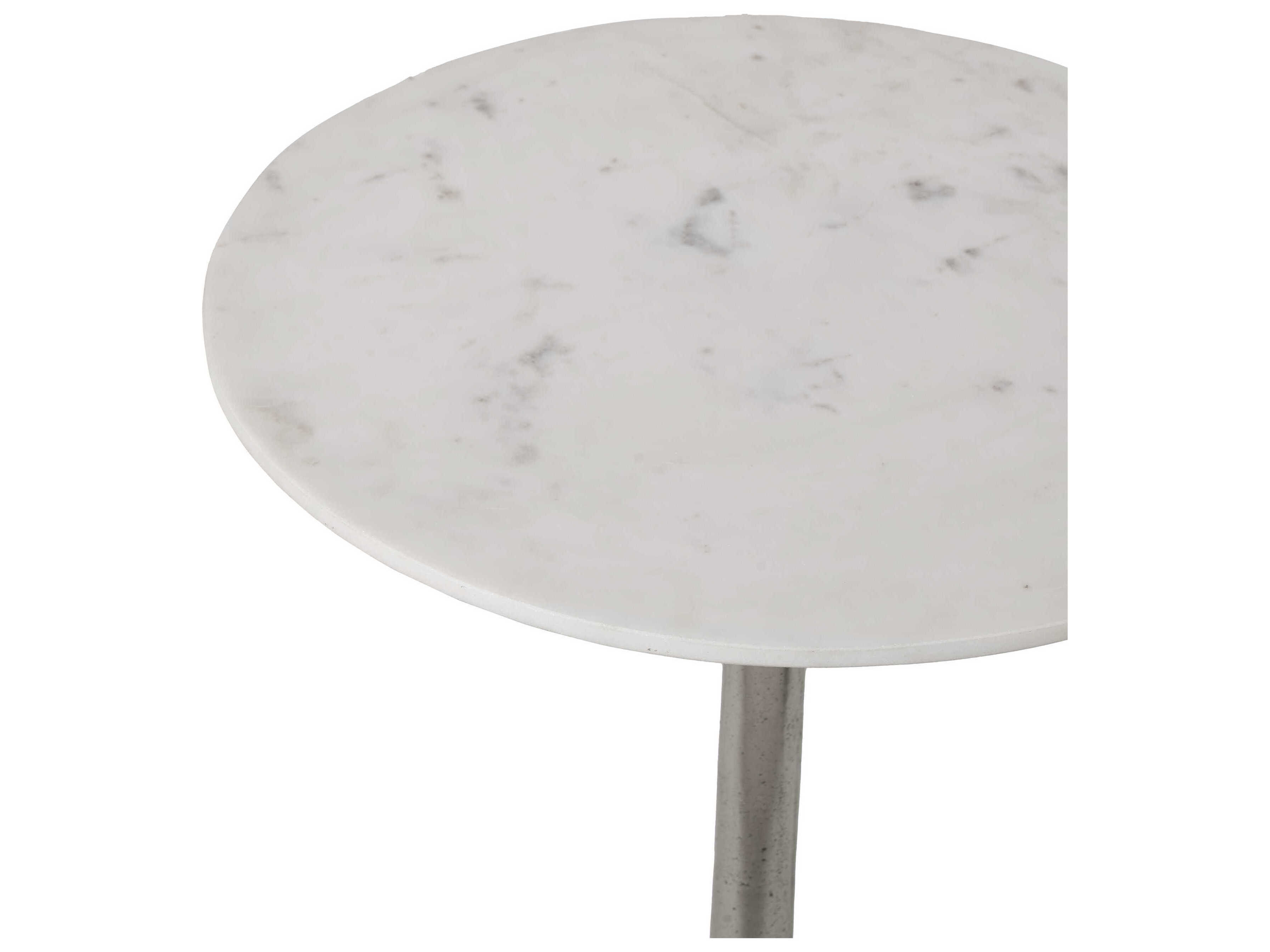 Renwil Eloa Round Marble Antique Nickel End Table