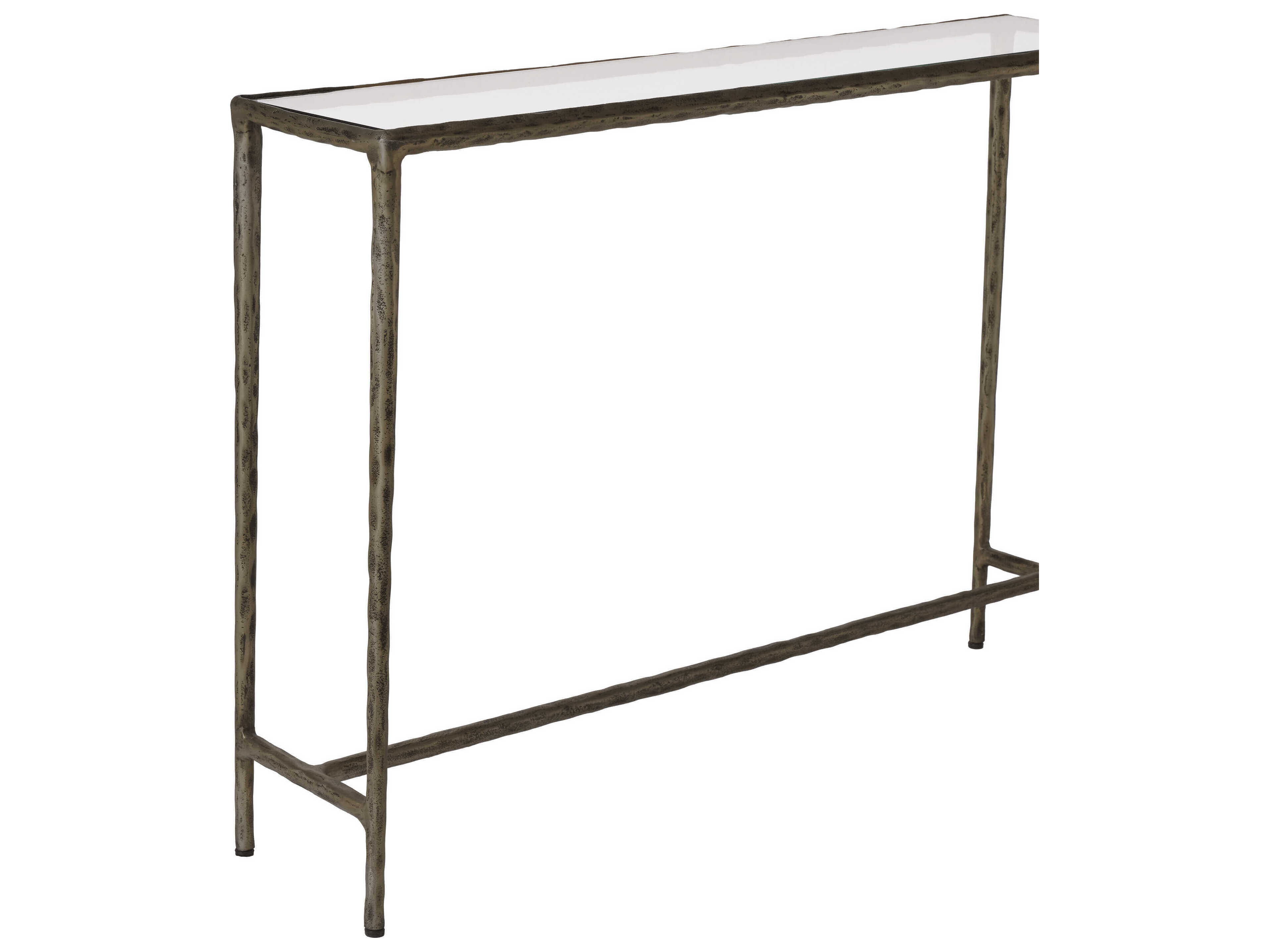 Renwil Nara Rectangular Glass Antique Brass Console Table