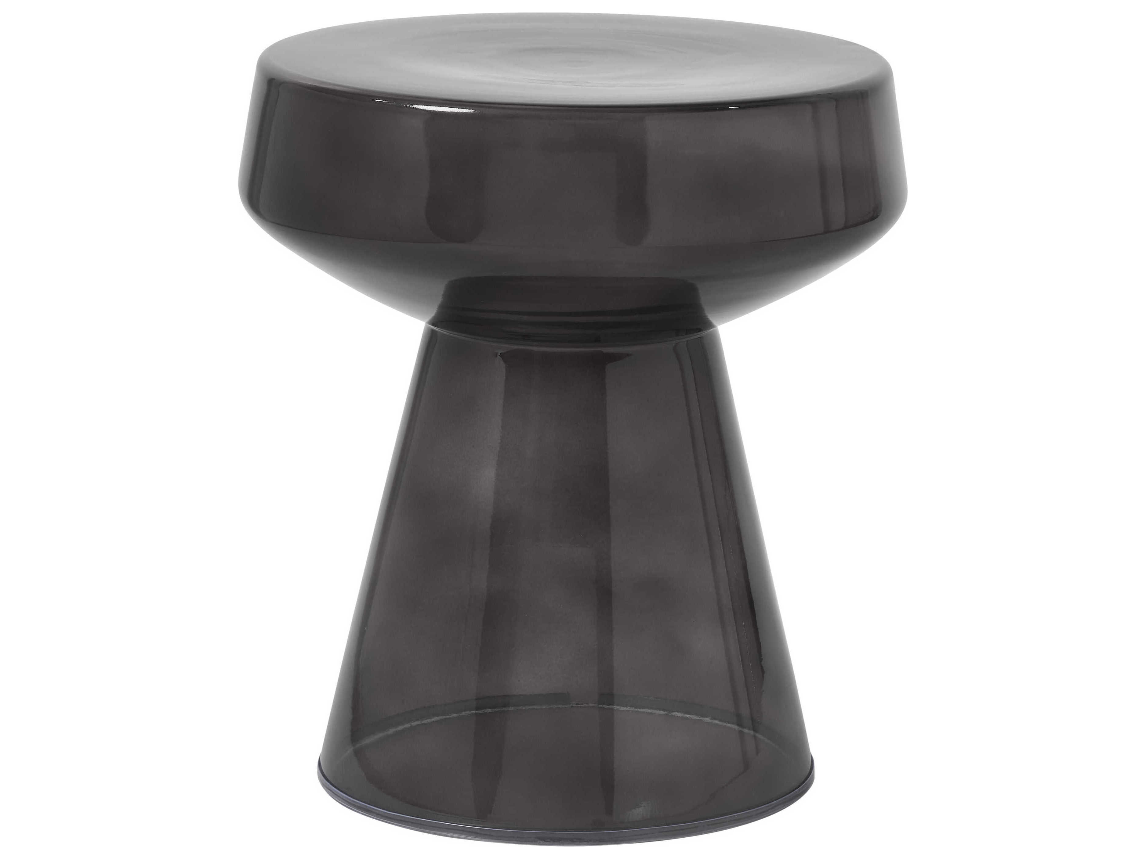 Renwil Lavinia Round Glass Black End Table