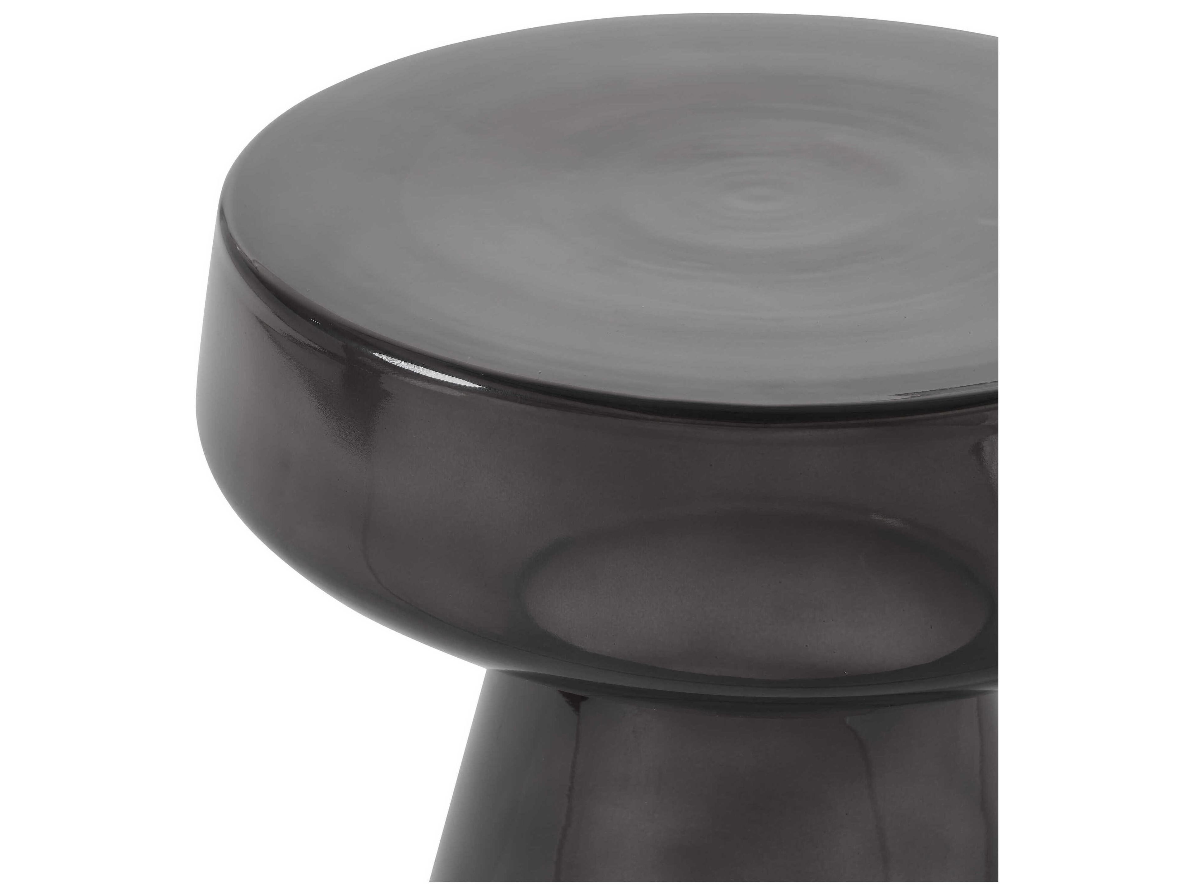 Renwil Lavinia Round Glass Black End Table