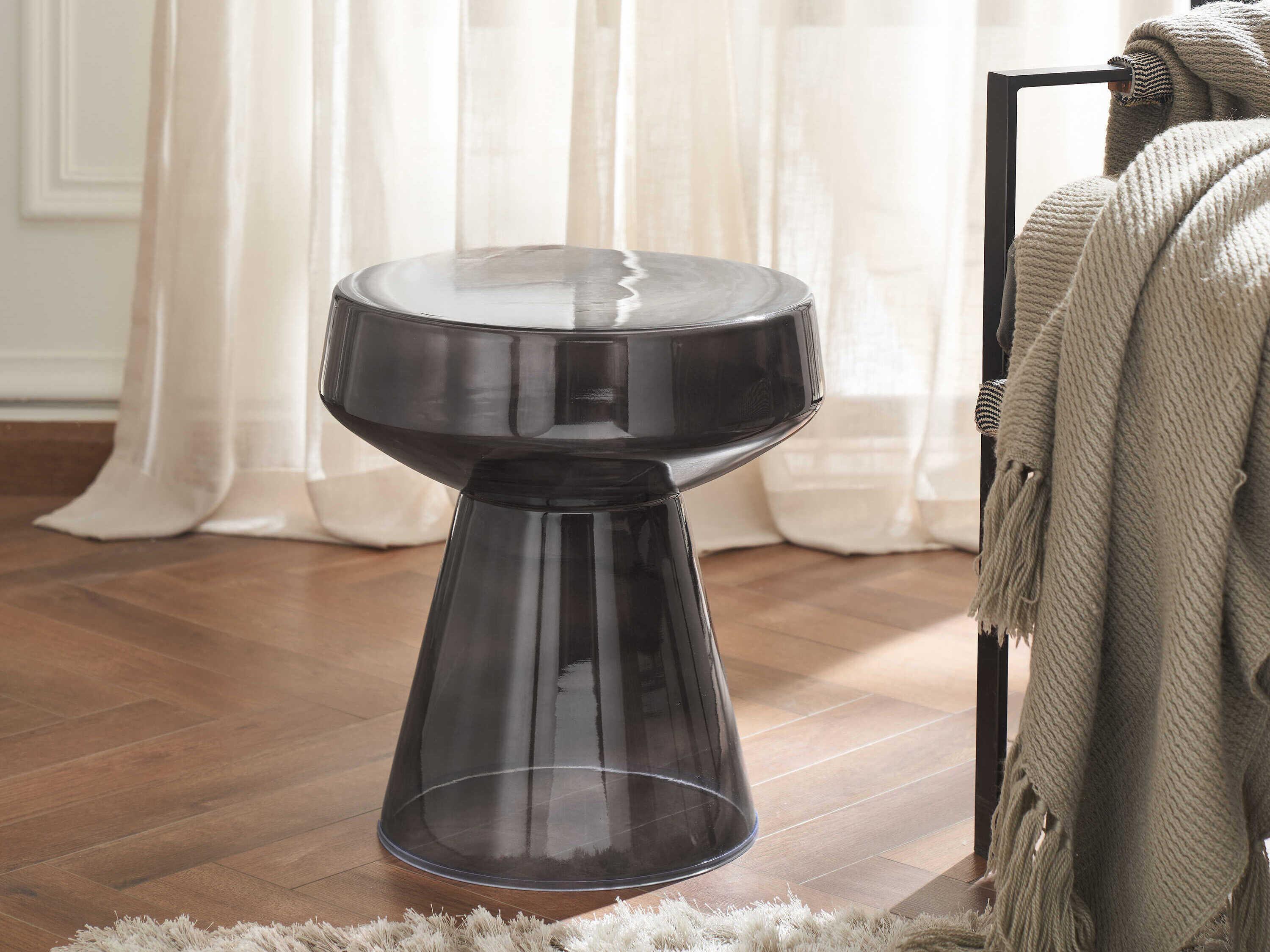 Renwil Lavinia Round Glass Black End Table