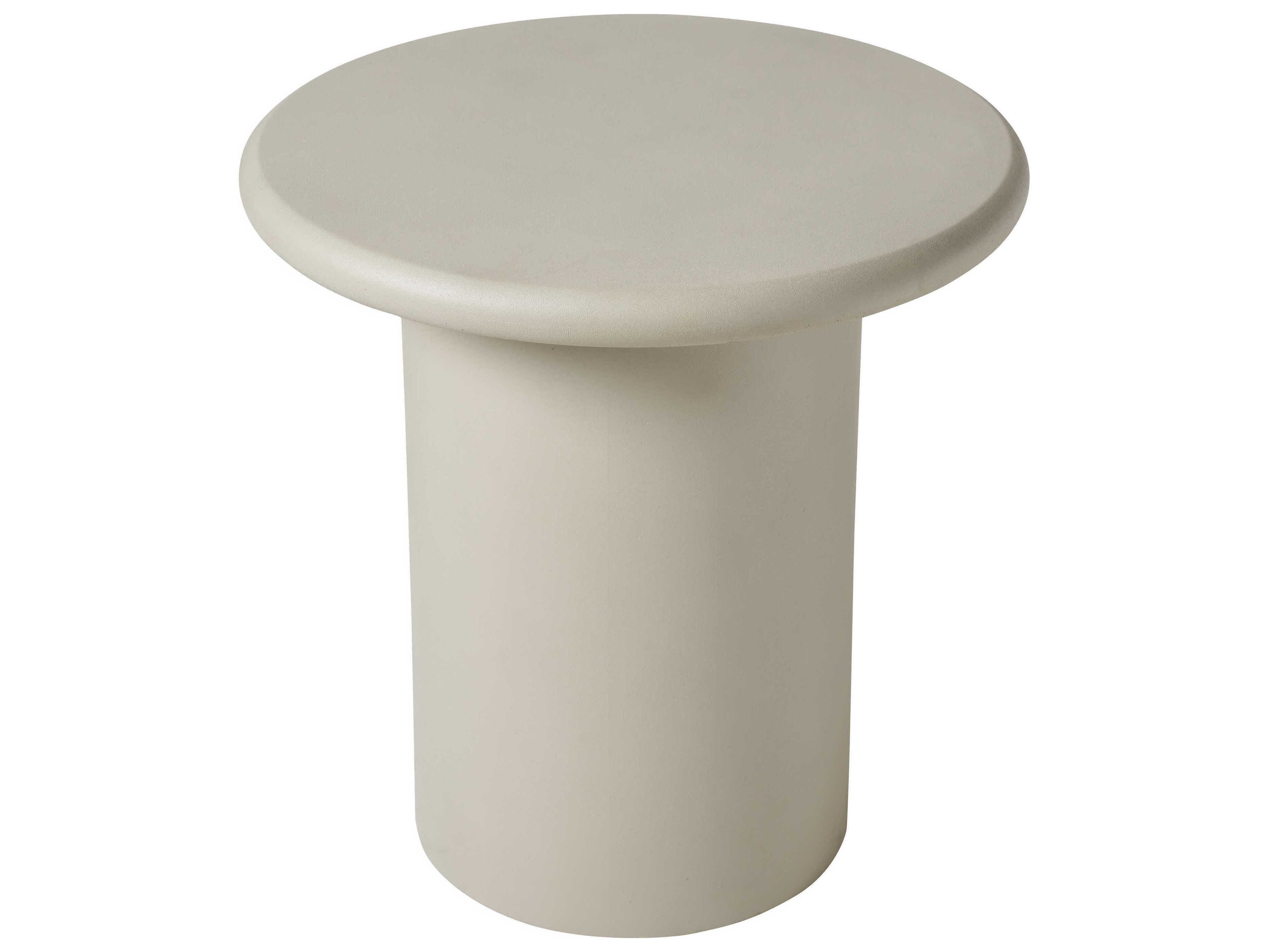 Renwil Riya Round Concrete Texture Matte Cream End Table
