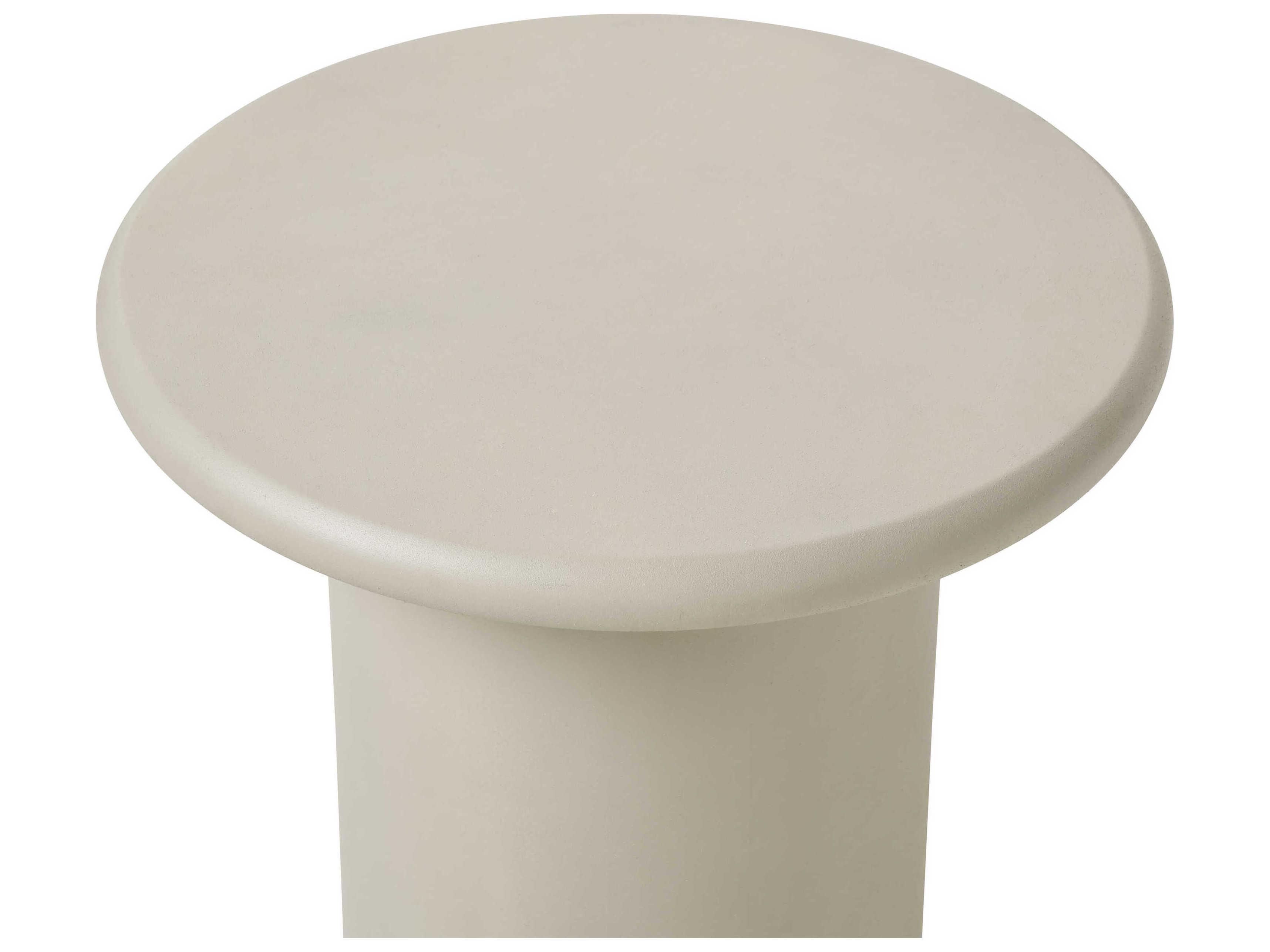 Renwil Riya Round Concrete Texture Matte Cream End Table