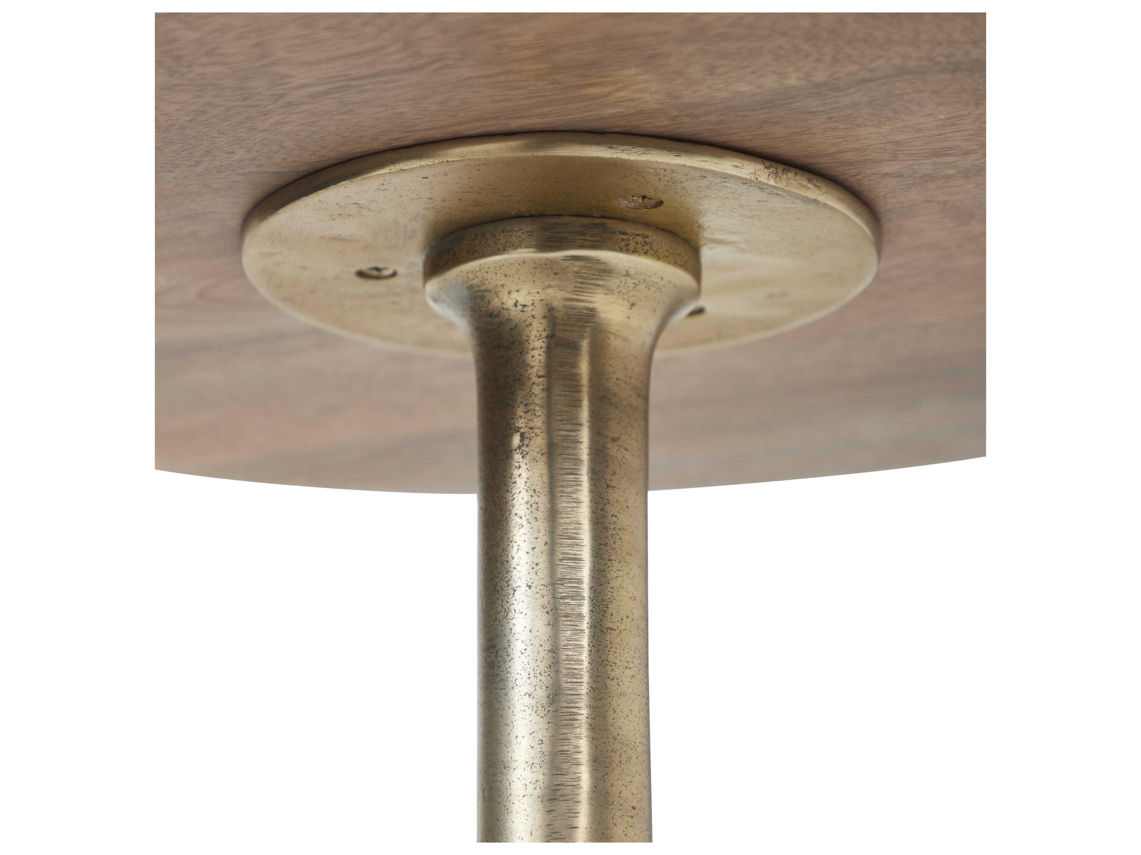 Renwil Sparta Round Wood Antique Brass End Table