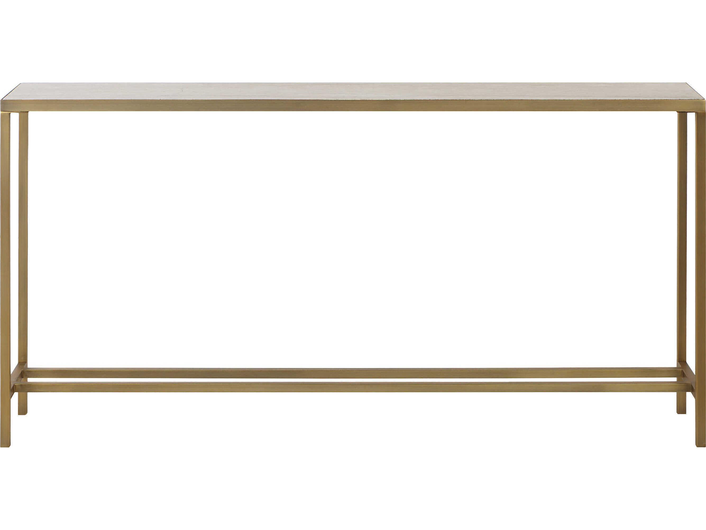 Renwil Rectangular Marble Antique Brushed Brass Console Table