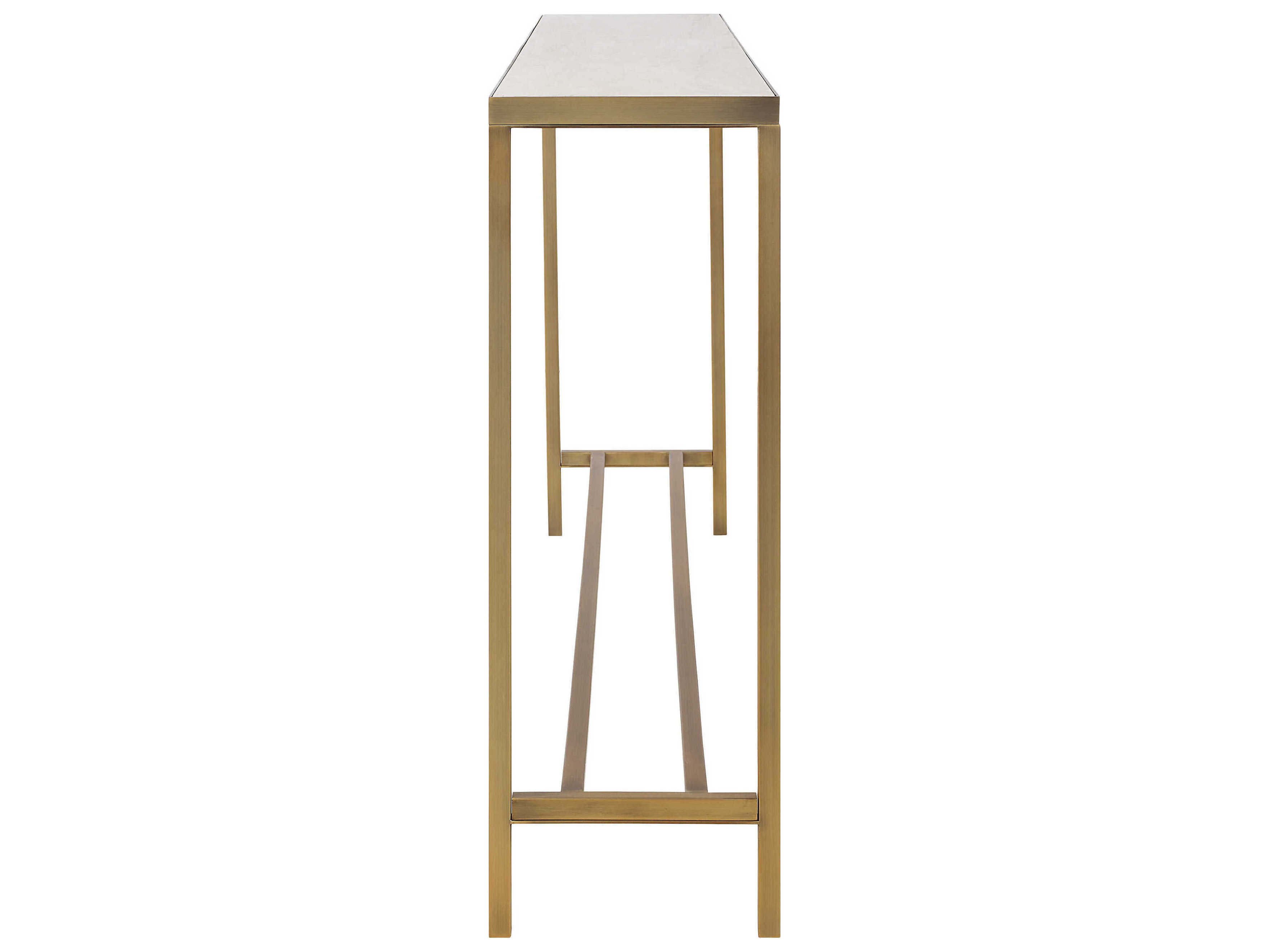 Renwil Rectangular Marble Antique Brushed Brass Console Table