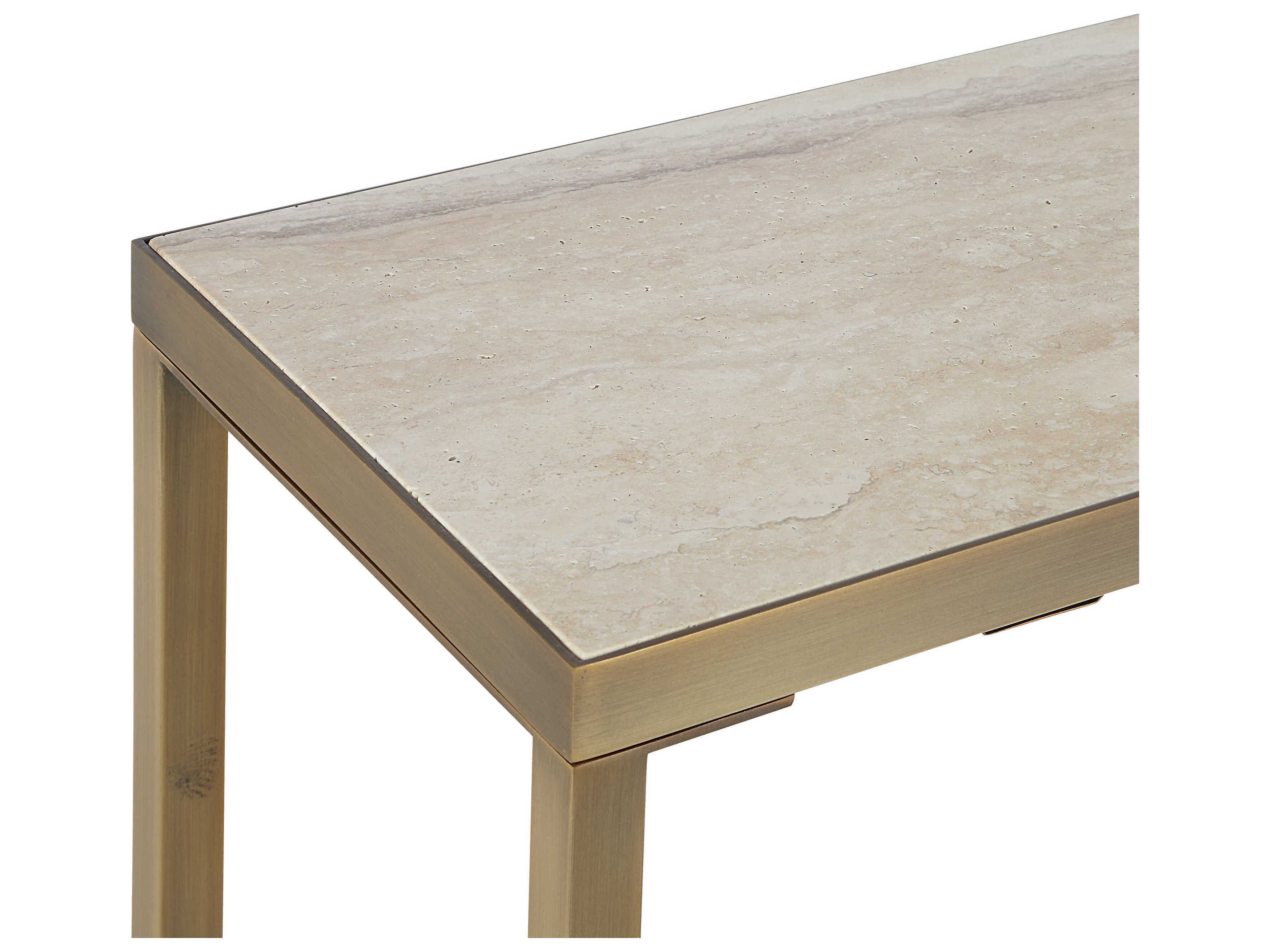 Renwil Rectangular Marble Antique Brushed Brass Console Table