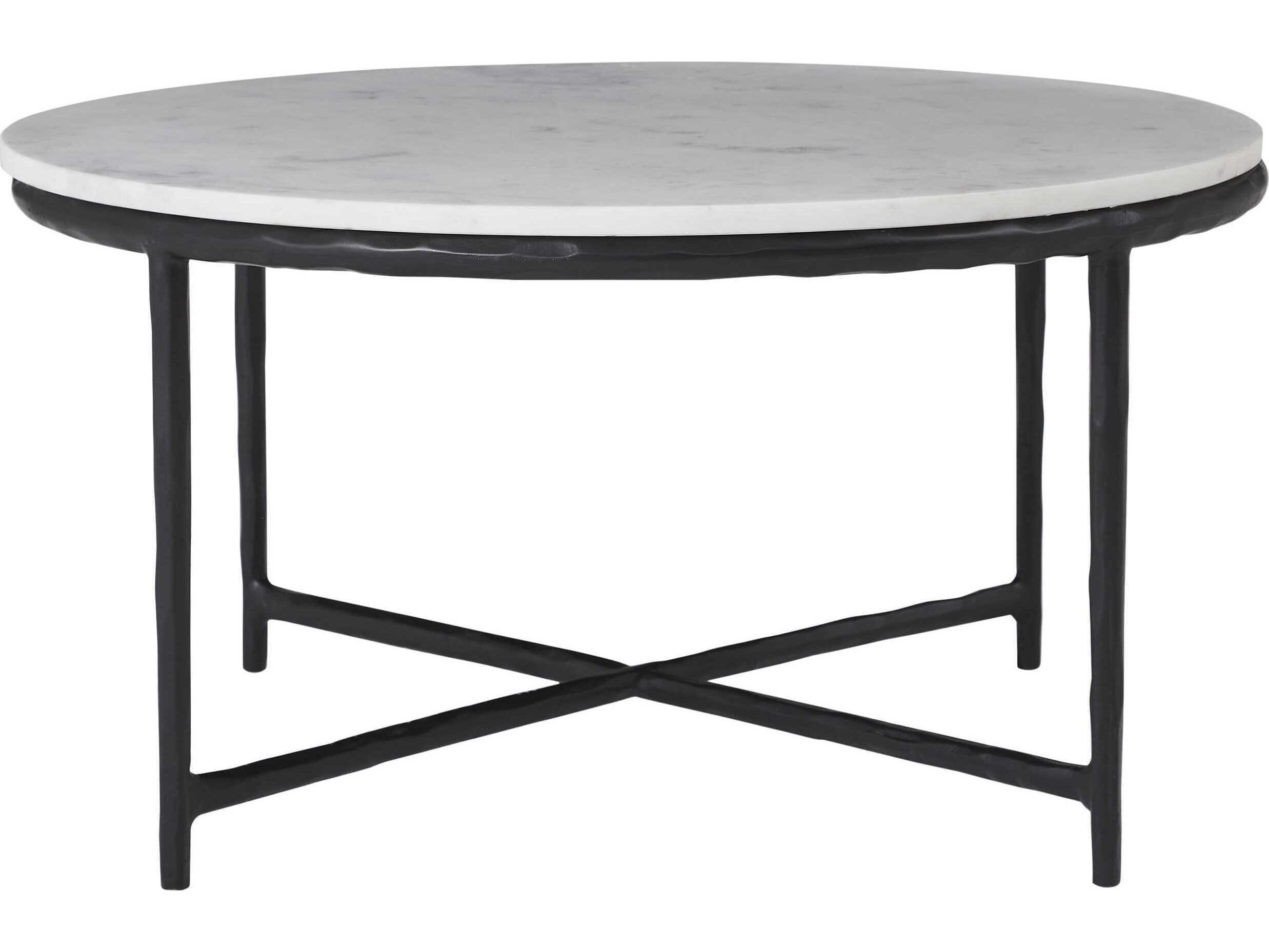 Renwil Round Marble Matte Black Coffee Table