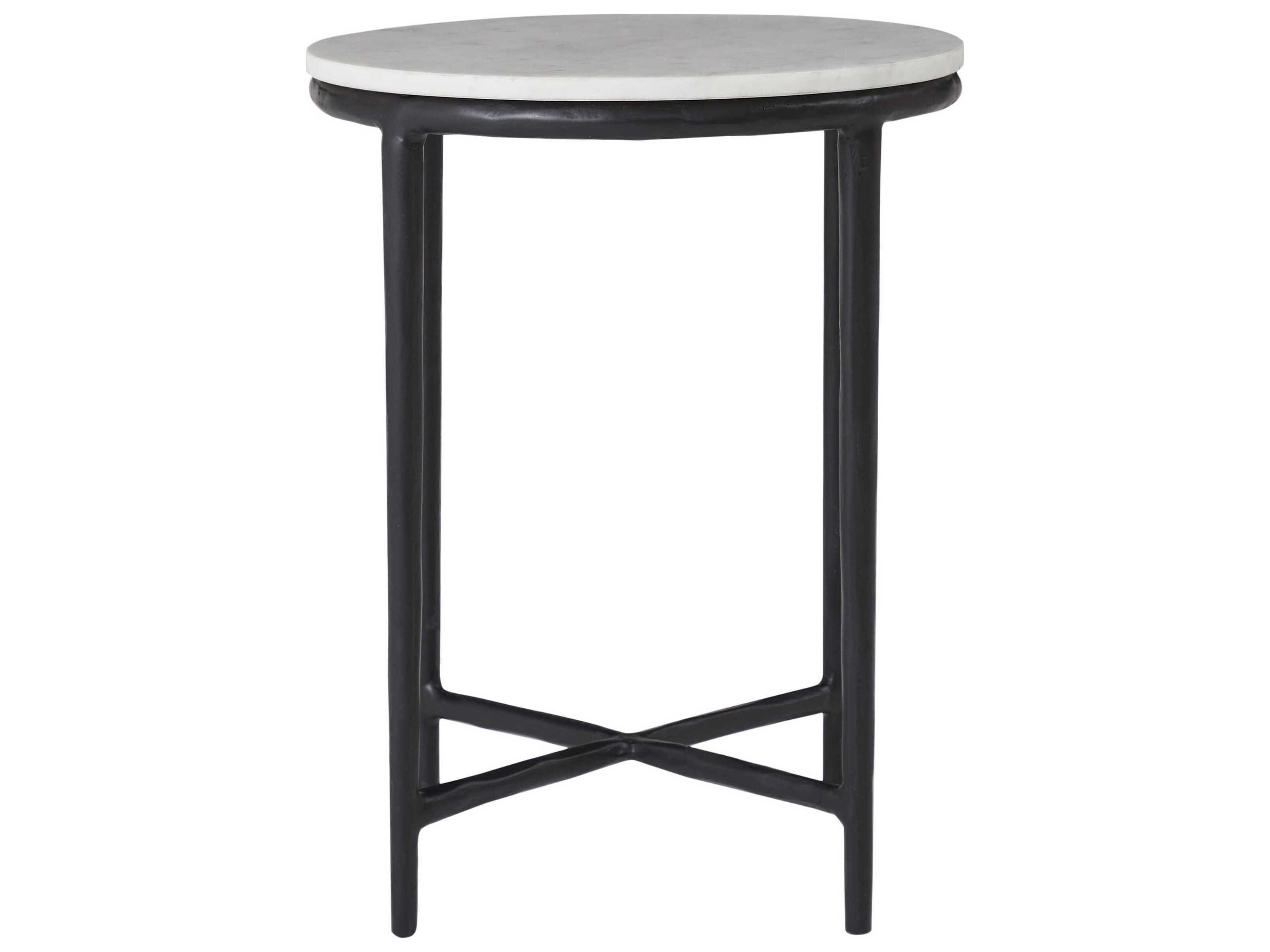 Renwil Veroia Round Marble Matte Black End Table