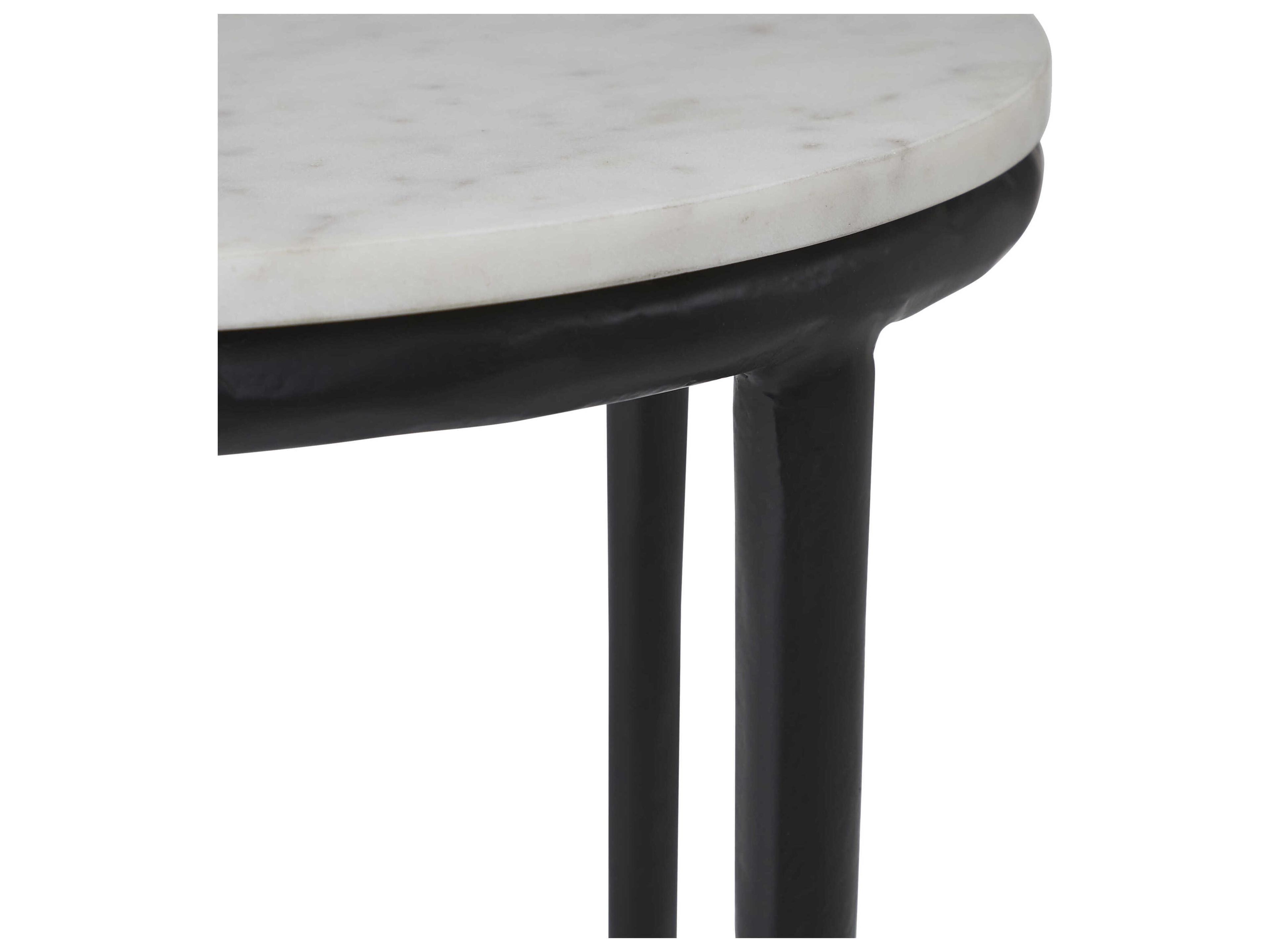 Renwil Veroia Round Marble Matte Black End Table