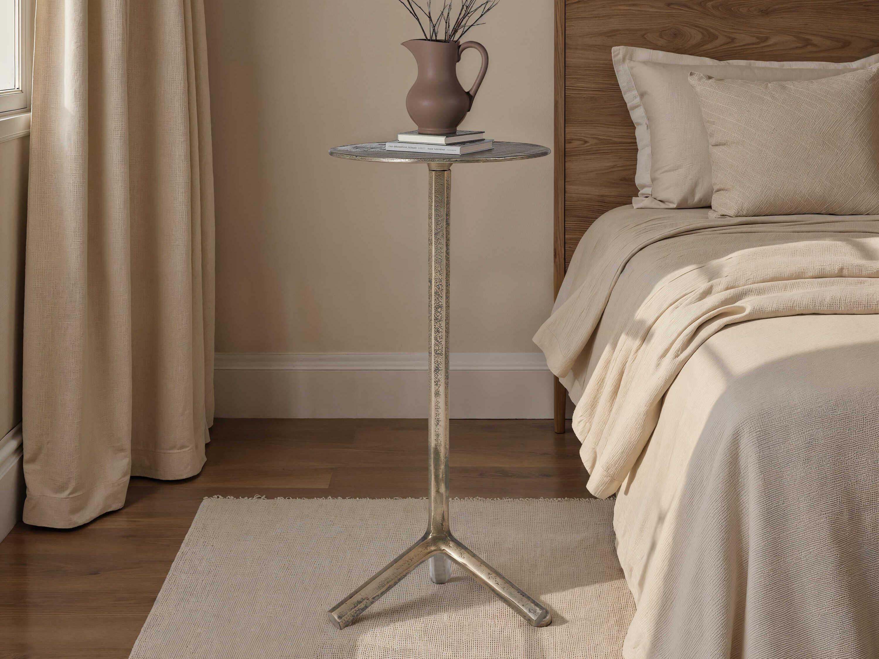 Renwil Zahra Round Metal Antique Brass End Table