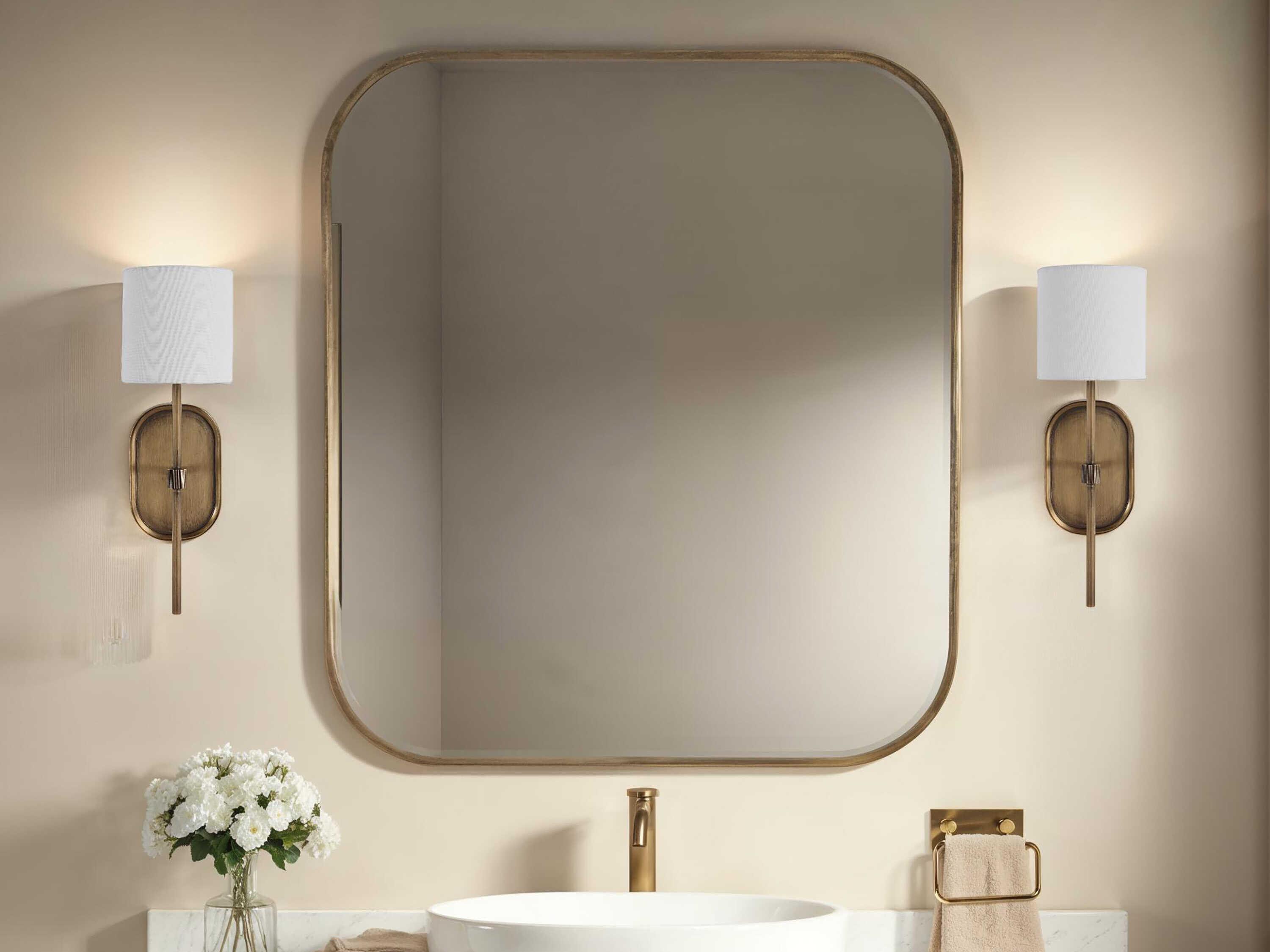 Renwil Peonia 1-Light Plated Dark Antique Brushed Brass Wall Sconce