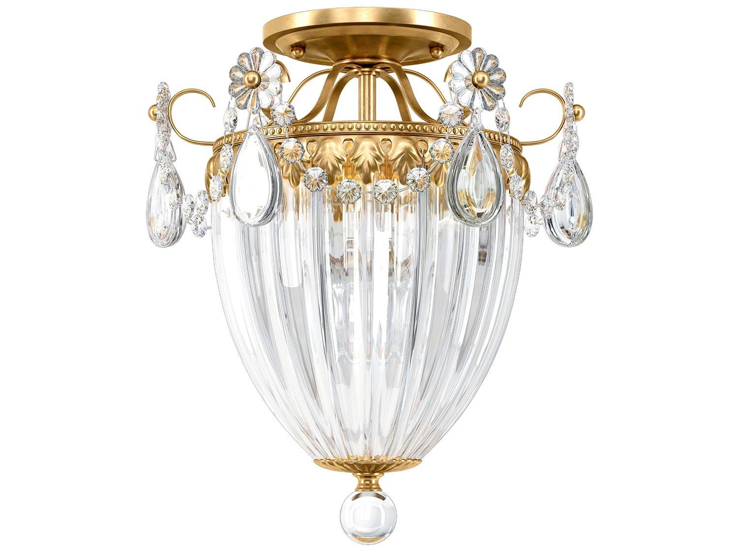 Schonbek Bagatelle 3-Light Bronze Crystal Semi Flush Mount