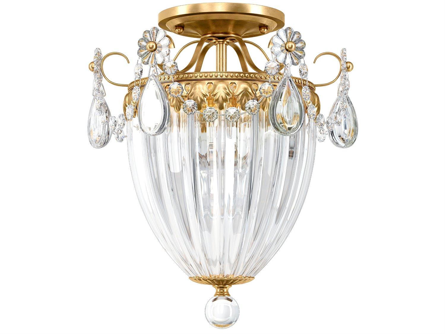 Schonbek Bagatelle 3-Light Bronze Crystal Semi Flush Mount