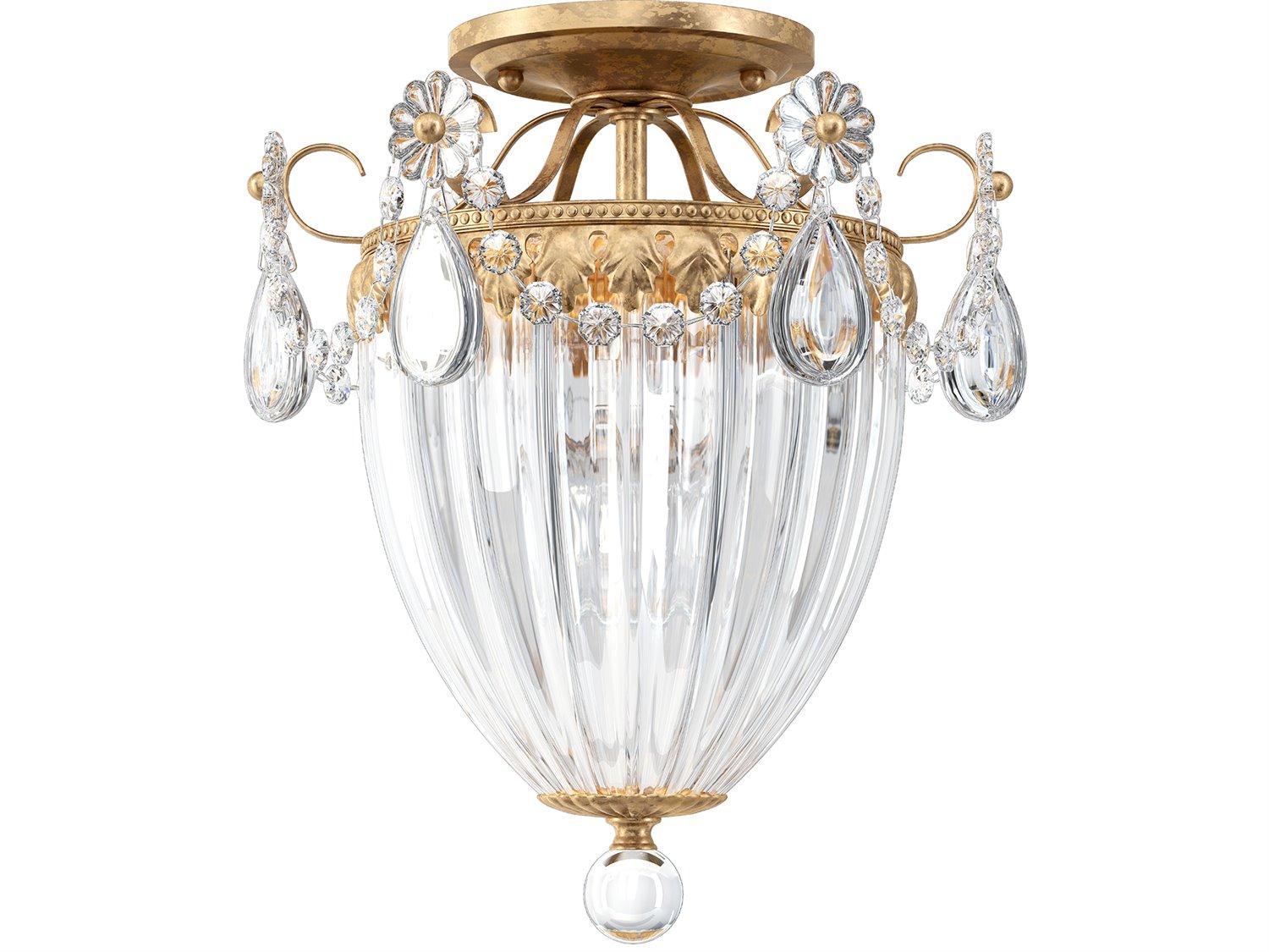 Schonbek Bagatelle 3-Light Bronze Crystal Semi Flush Mount