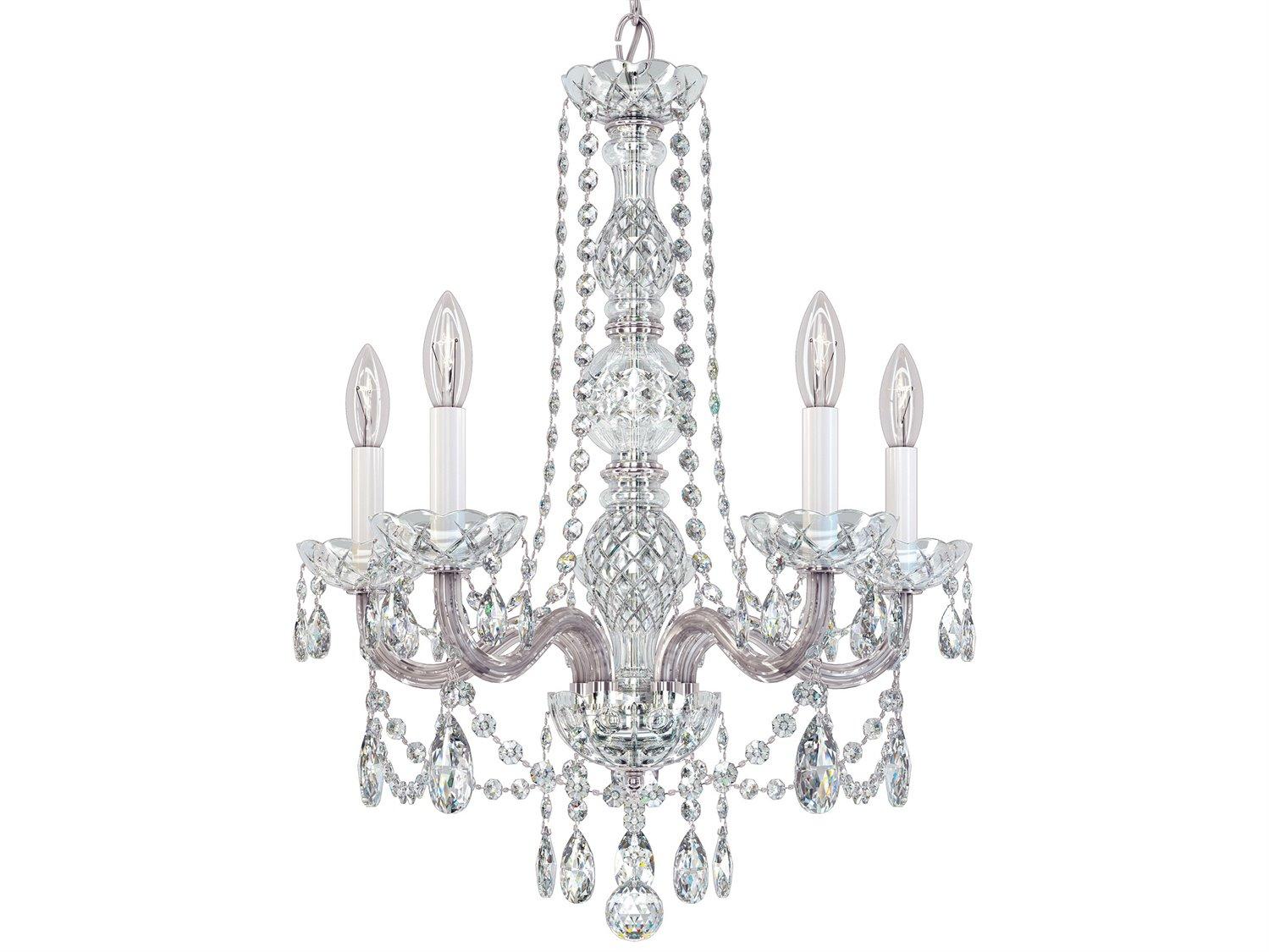 Schonbek Arlington 5-Light Polished Silver Crystal Candelabra Chandelier