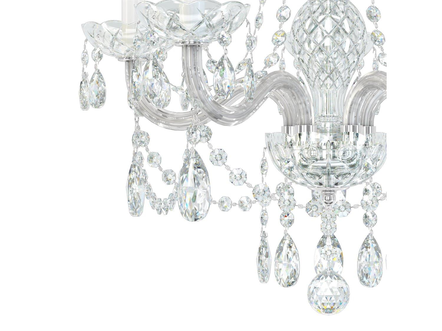 Schonbek Arlington 5-Light Polished Silver Crystal Candelabra Chandelier