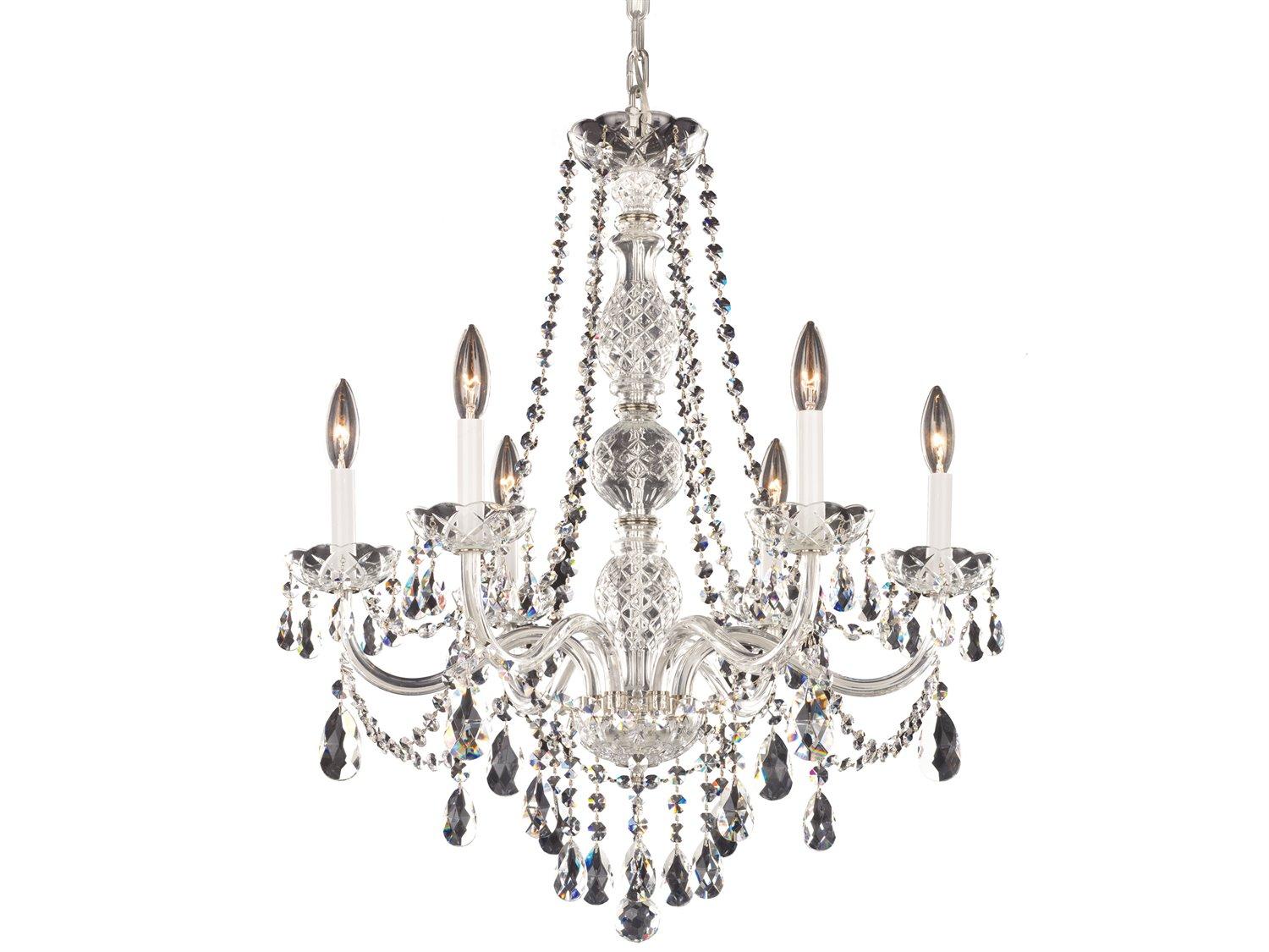 Schonbek Arlington 6-Light Polished Silver Crystal Candelabra Chandelier