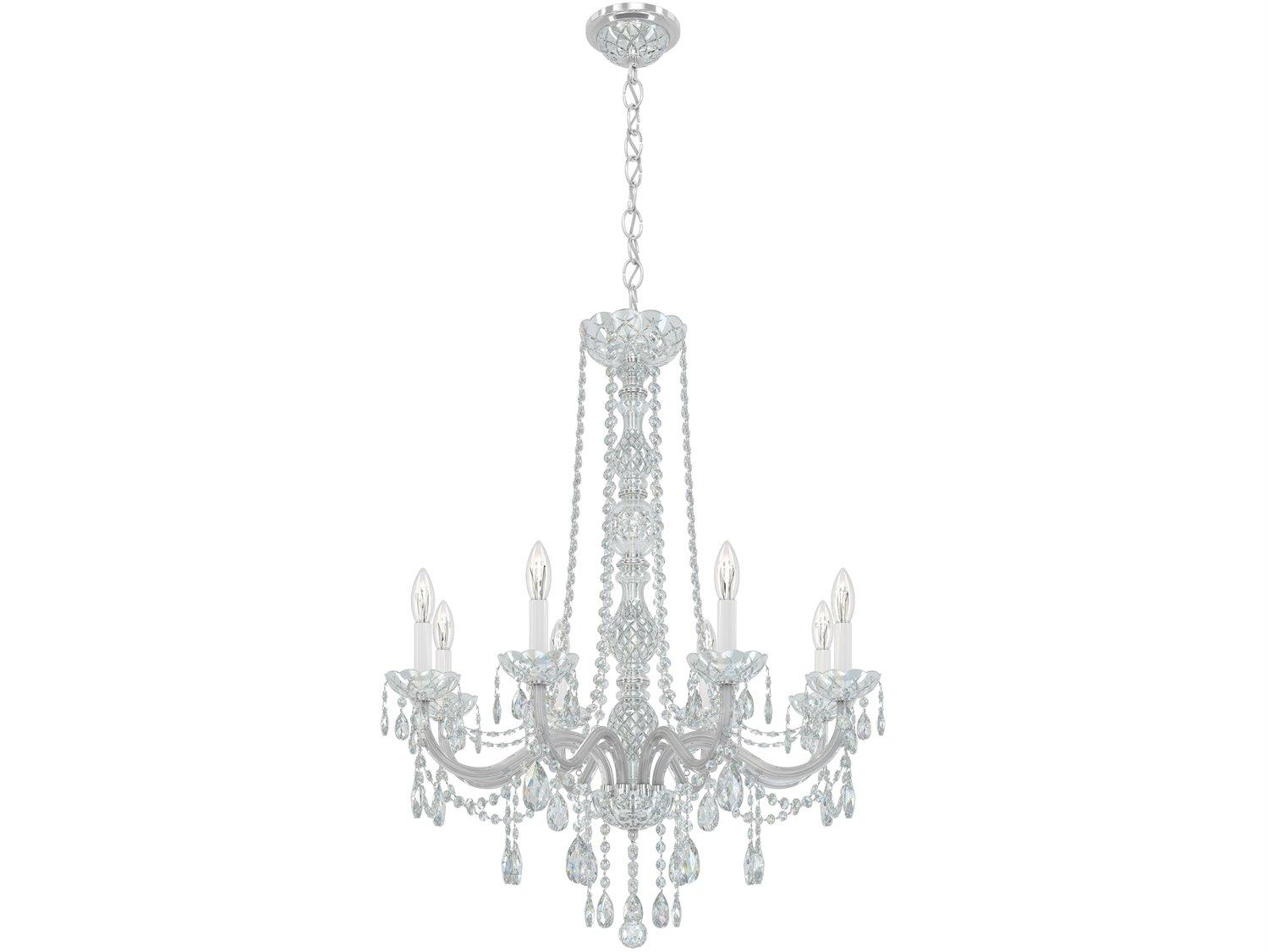 Schonbek Arlington 8-Light Polished Silver Crystal Candelabra Chandelier