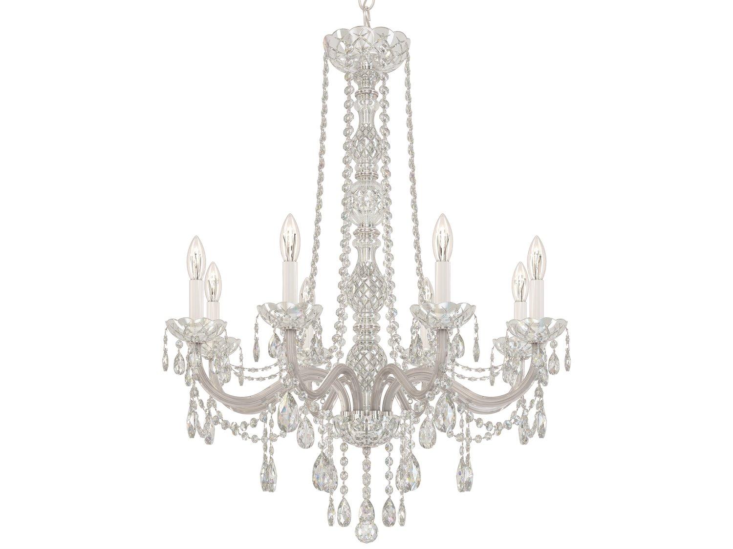 Schonbek Arlington 8-Light Polished Silver Crystal Candelabra Chandelier