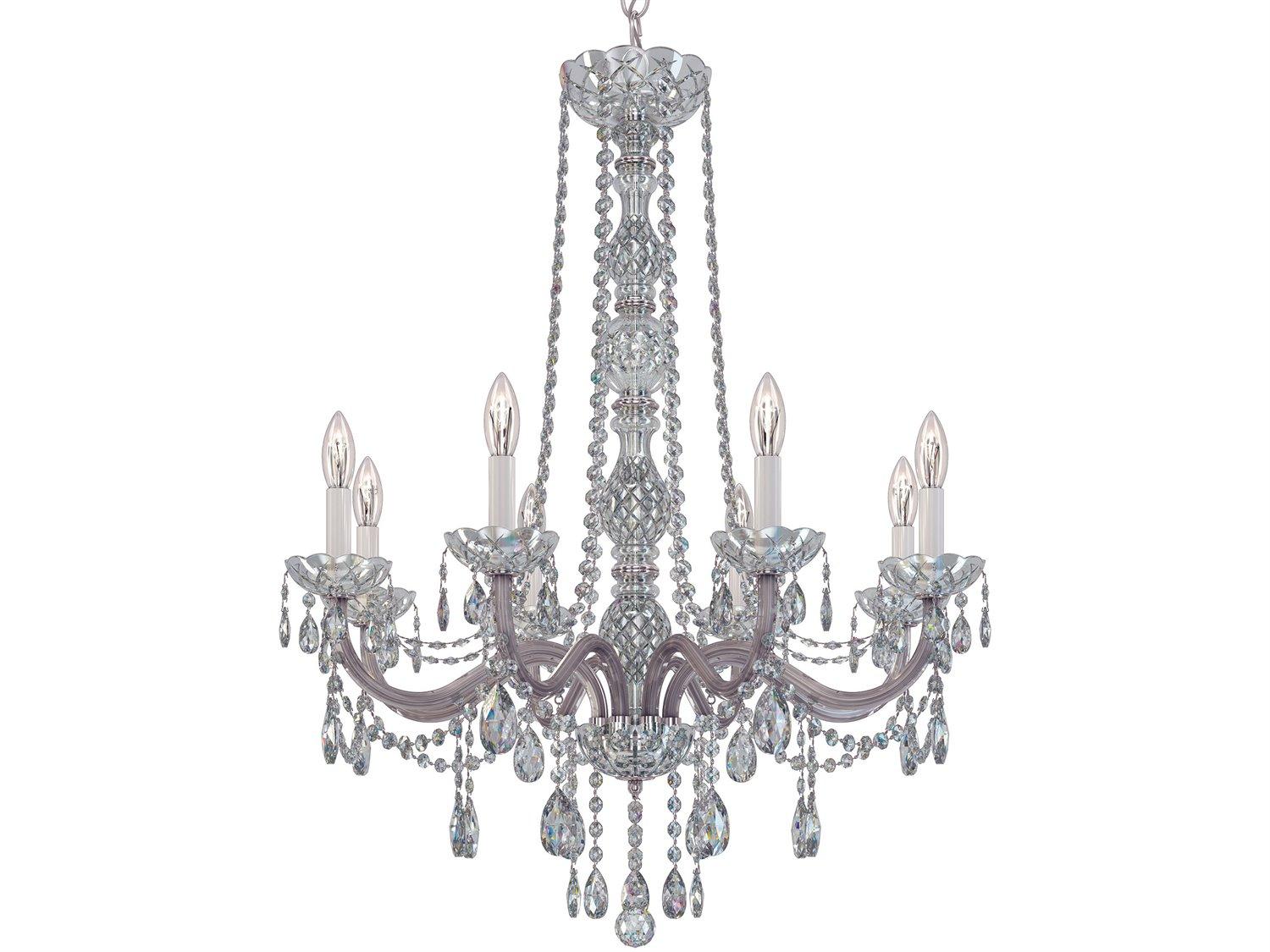 Schonbek Arlington 8-Light Polished Silver Crystal Candelabra Chandelier