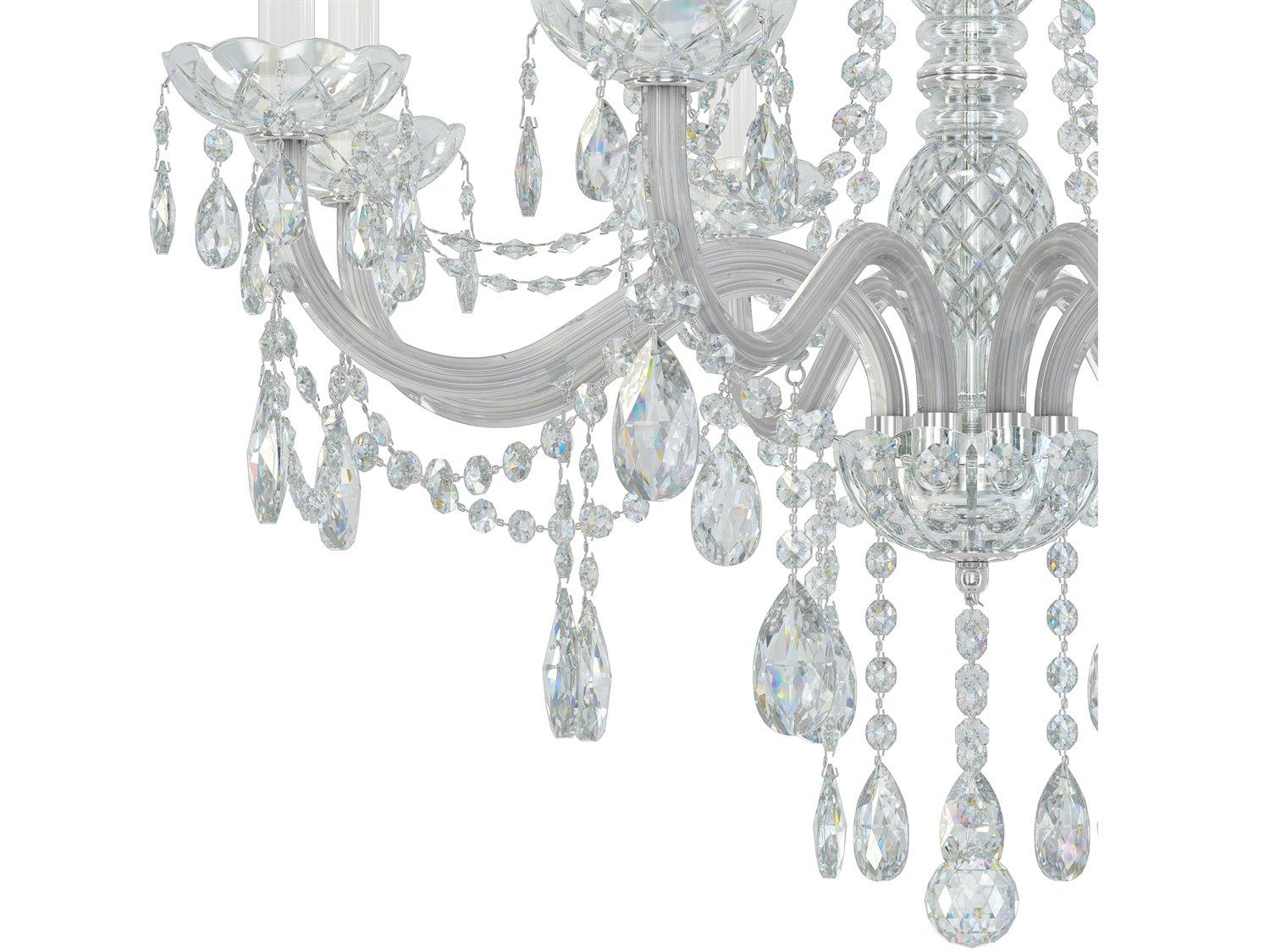 Schonbek Arlington 8-Light Polished Silver Crystal Candelabra Chandelier