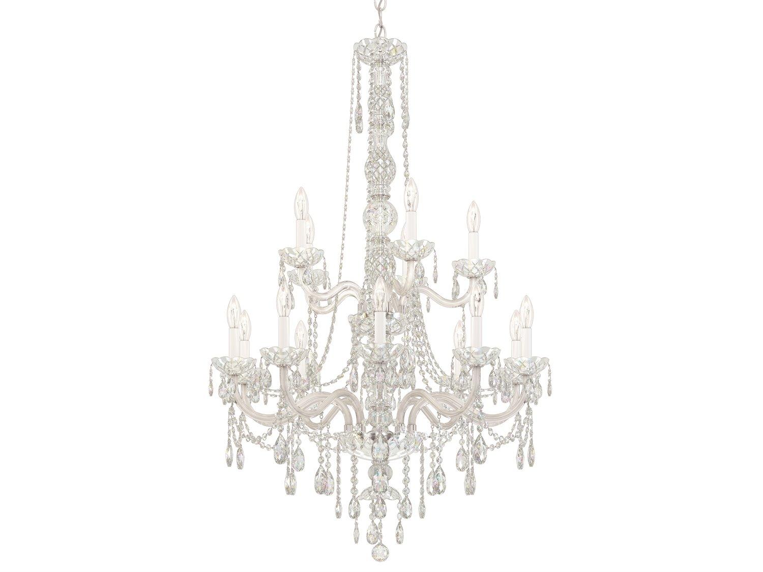Schonbek Arlington 15-Light Polished Silver Crystal Candelabra Chandelier