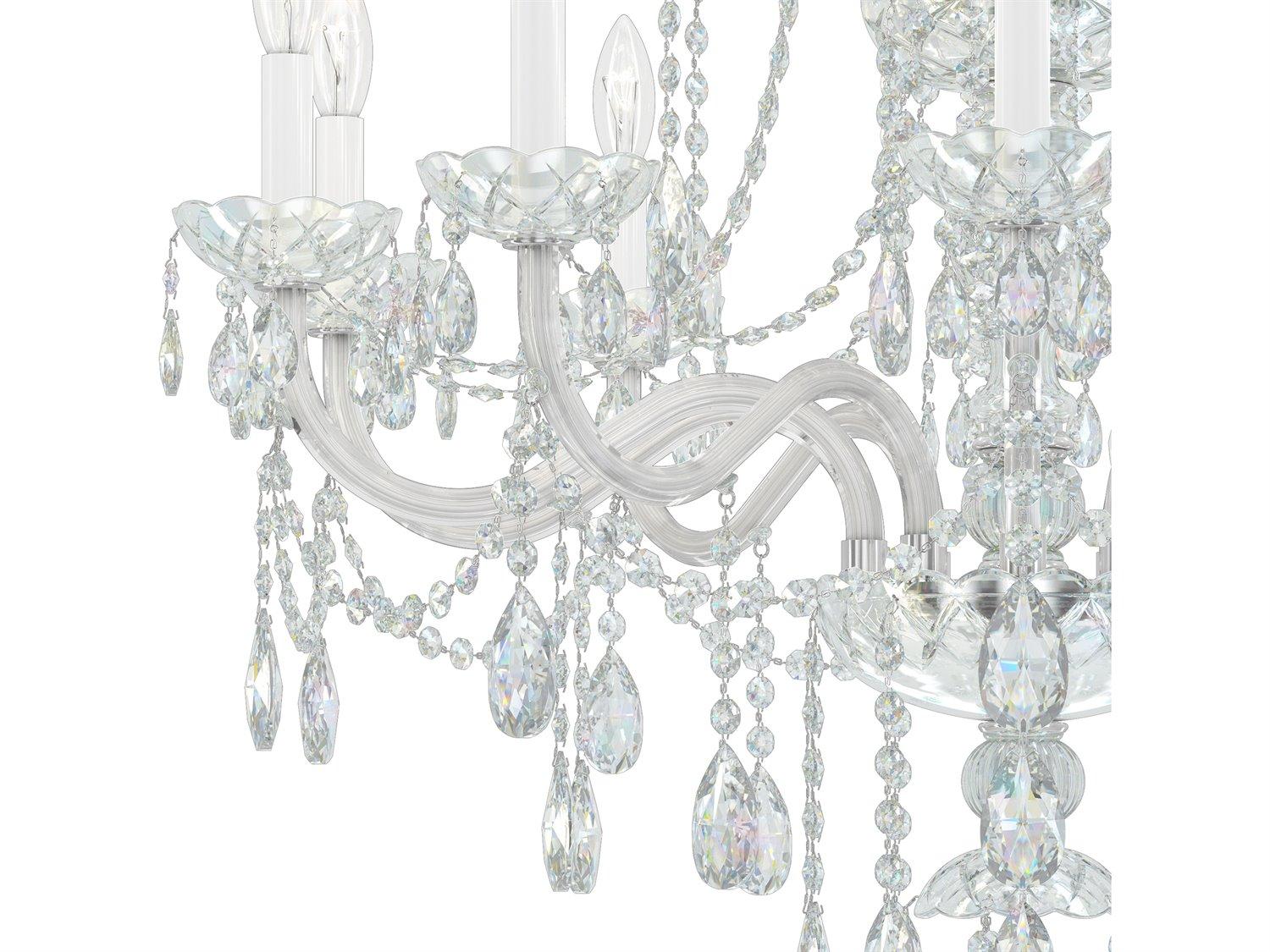 Schonbek Arlington 15-Light Polished Silver Crystal Candelabra Chandelier