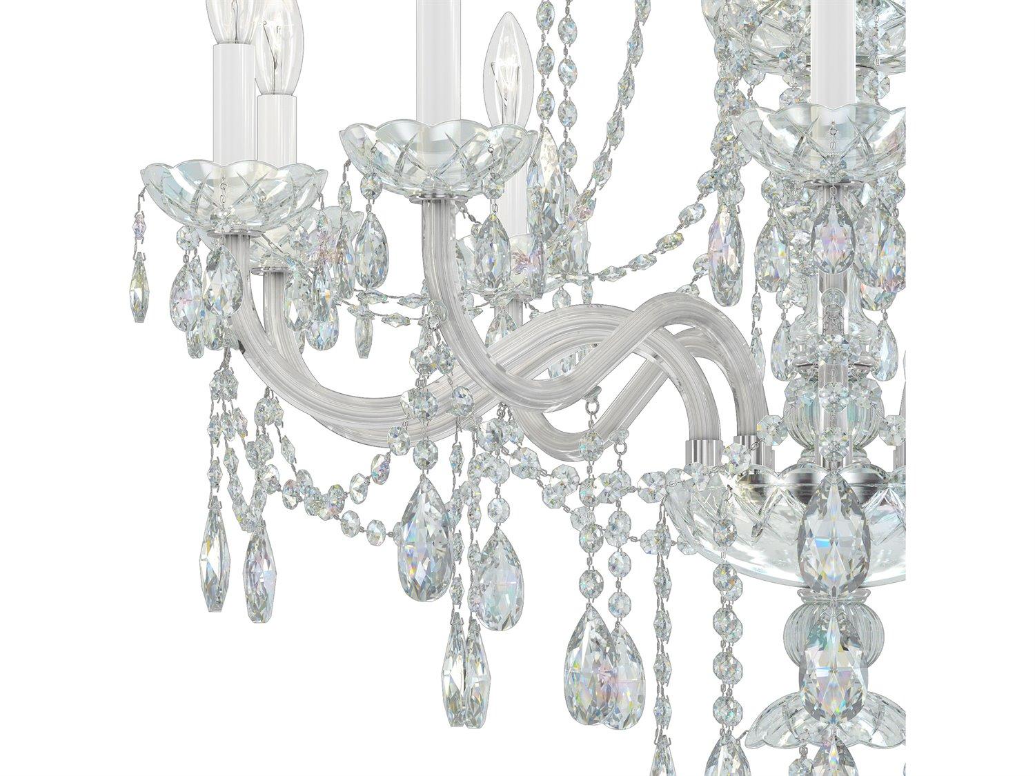 Schonbek Arlington 15-Light Polished Silver Crystal Candelabra Chandelier