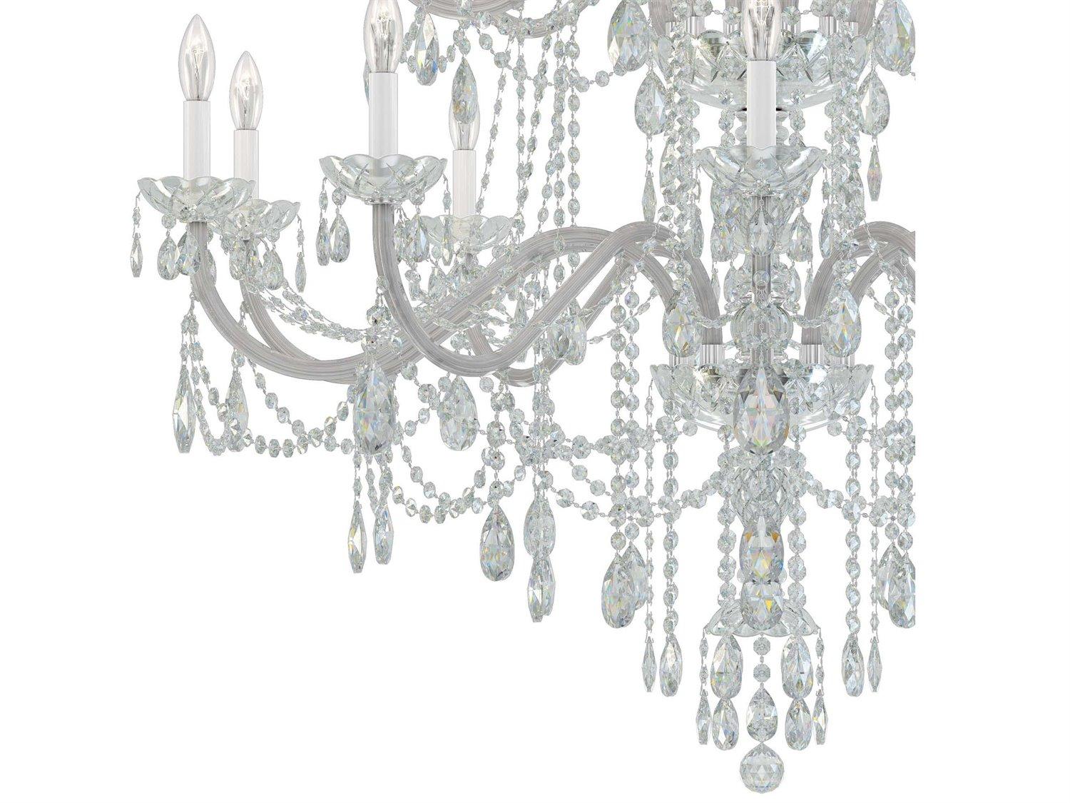 Schonbek Arlington 25-Light Polished Silver Crystal Candelabra Chandelier