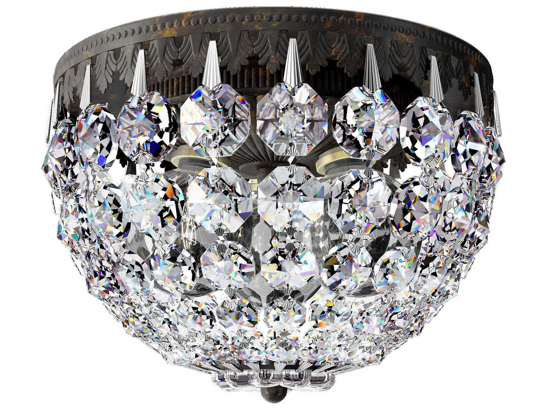 Schonbek Petit Crystal 3-Light Silver Bowl Flush Mount