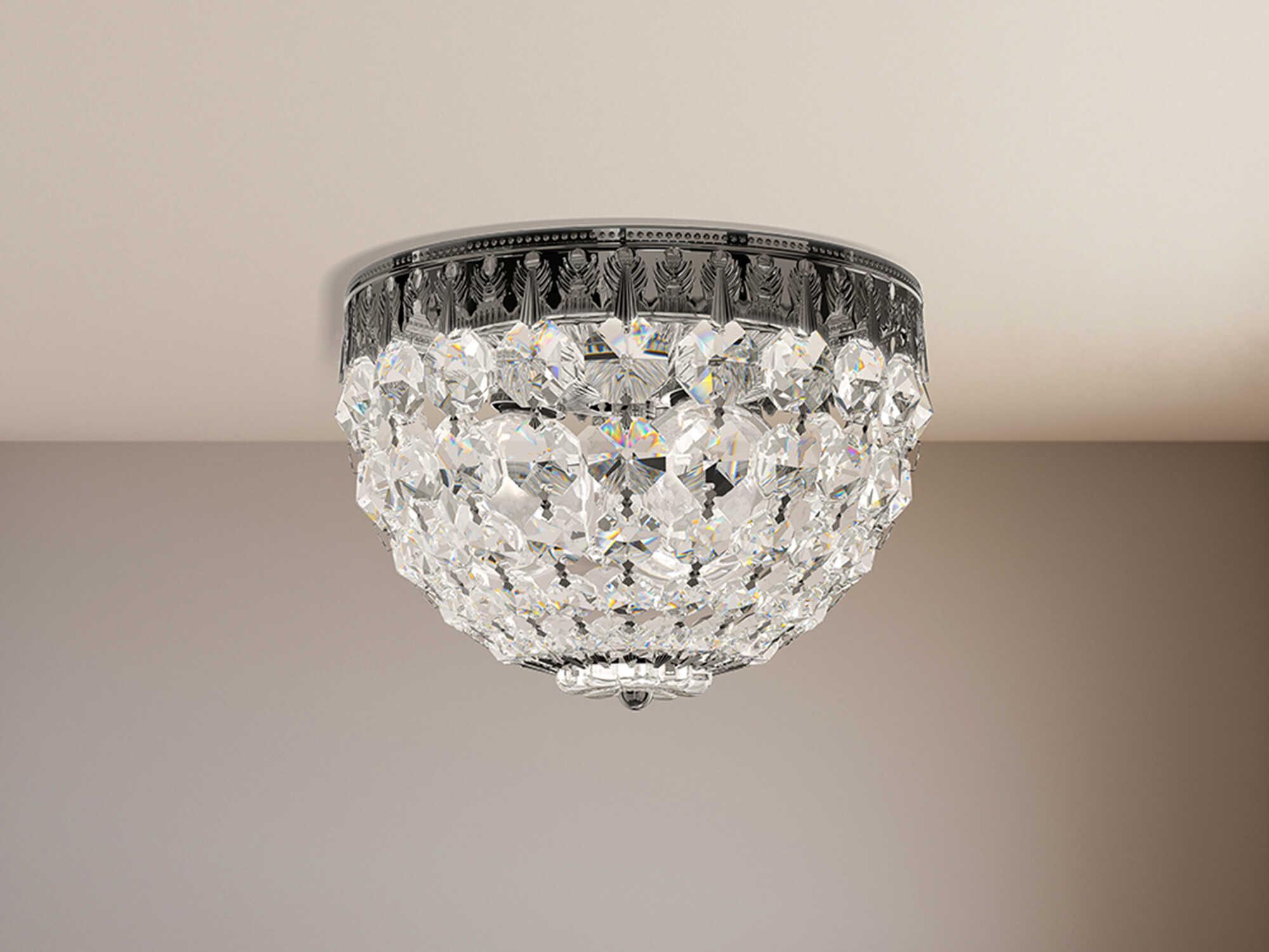 Schonbek Petit Crystal 3-Light Silver Bowl Flush Mount