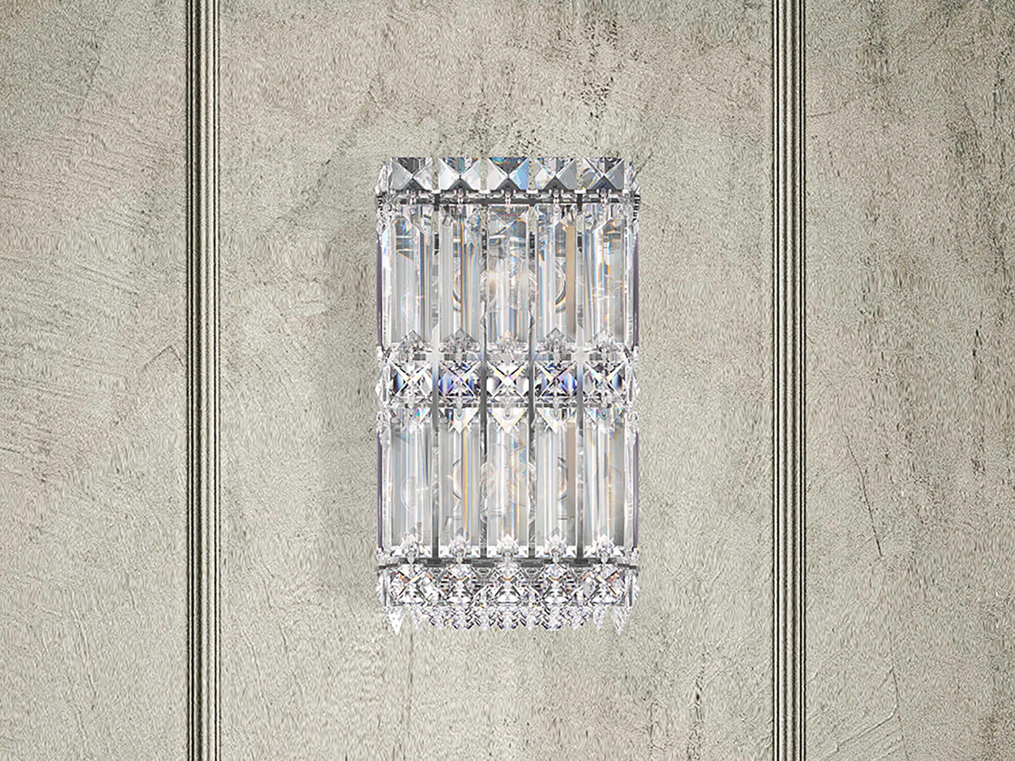 Schonbek Quantum 2-Light Stainless Steel Crystal Wall Sconce