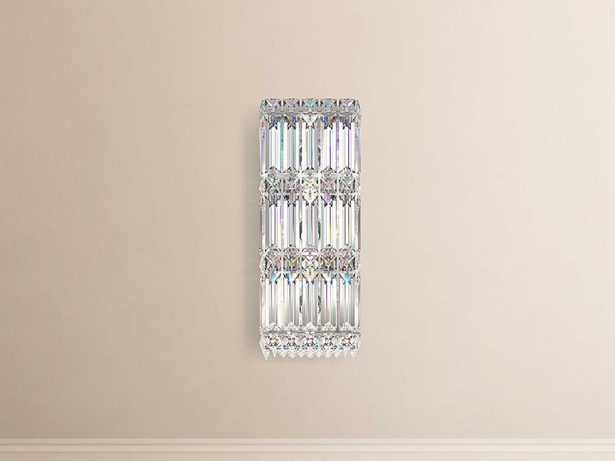 Schonbek Quantum 3-Light Stainless Steel Crystal Wall Sconce
