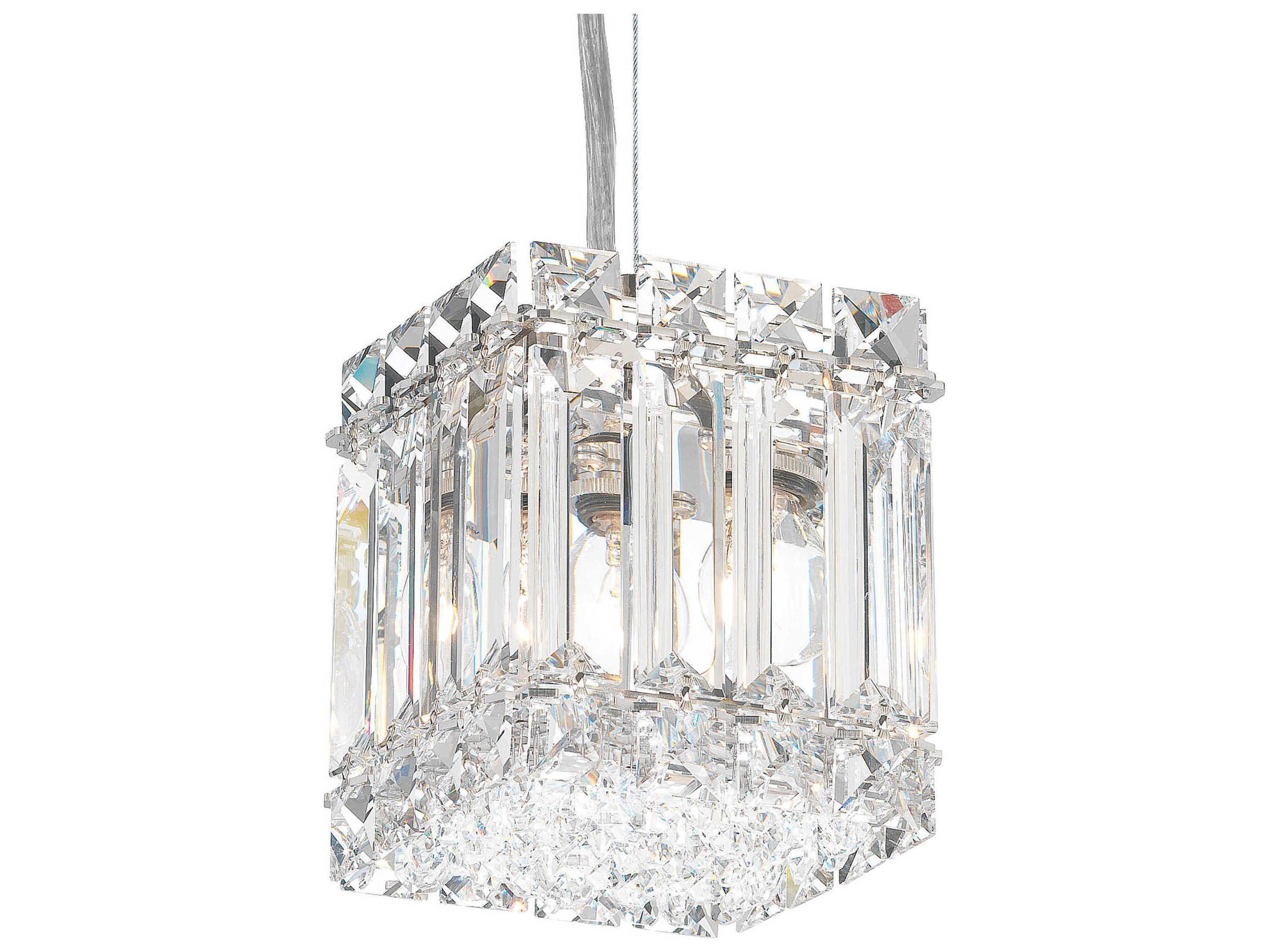 Schonbek Quantum 2-Light Stainless Steel Crystal Mini Pendant