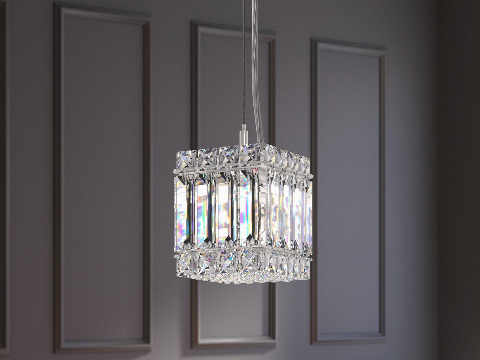 Schonbek Quantum 2-Light Stainless Steel Crystal Mini Pendant