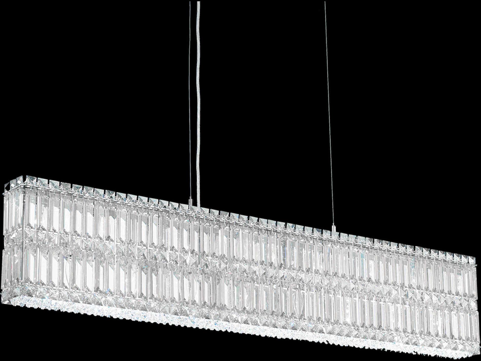 Schonbek Quantum 17-Light Stainless Steel Crystal Linear Island Pendant
