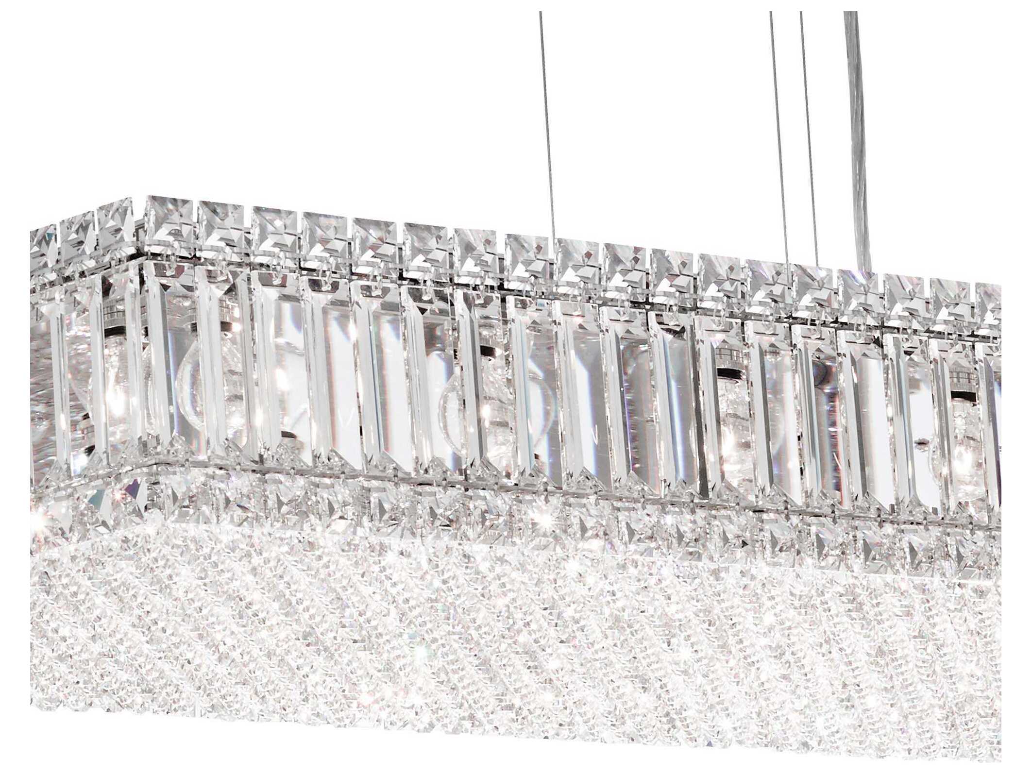 Schonbek Quantum 23-Light Stainless Steel Crystal Linear Island Pendant
