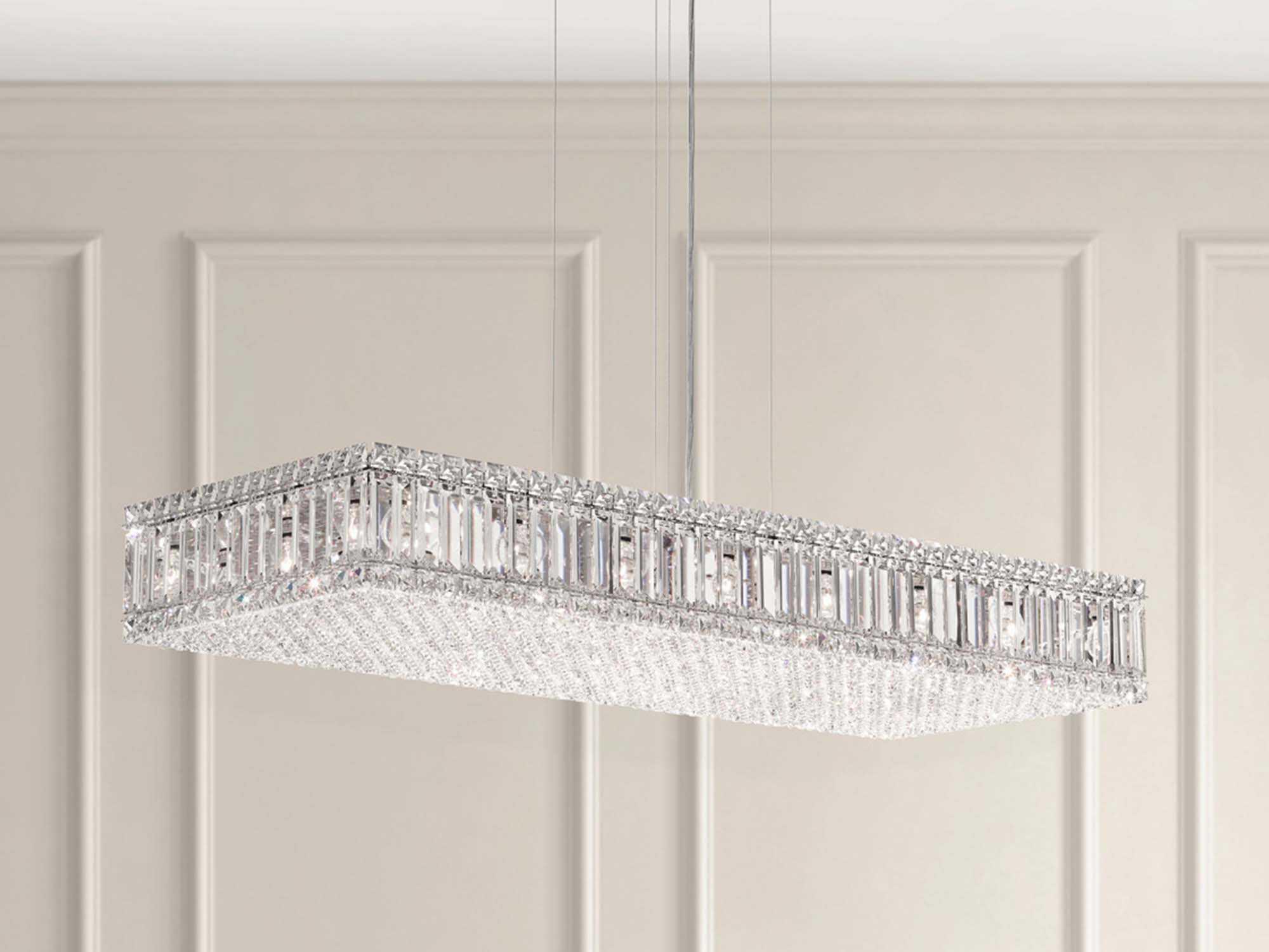 Schonbek Quantum 23-Light Stainless Steel Crystal Linear Island Pendant