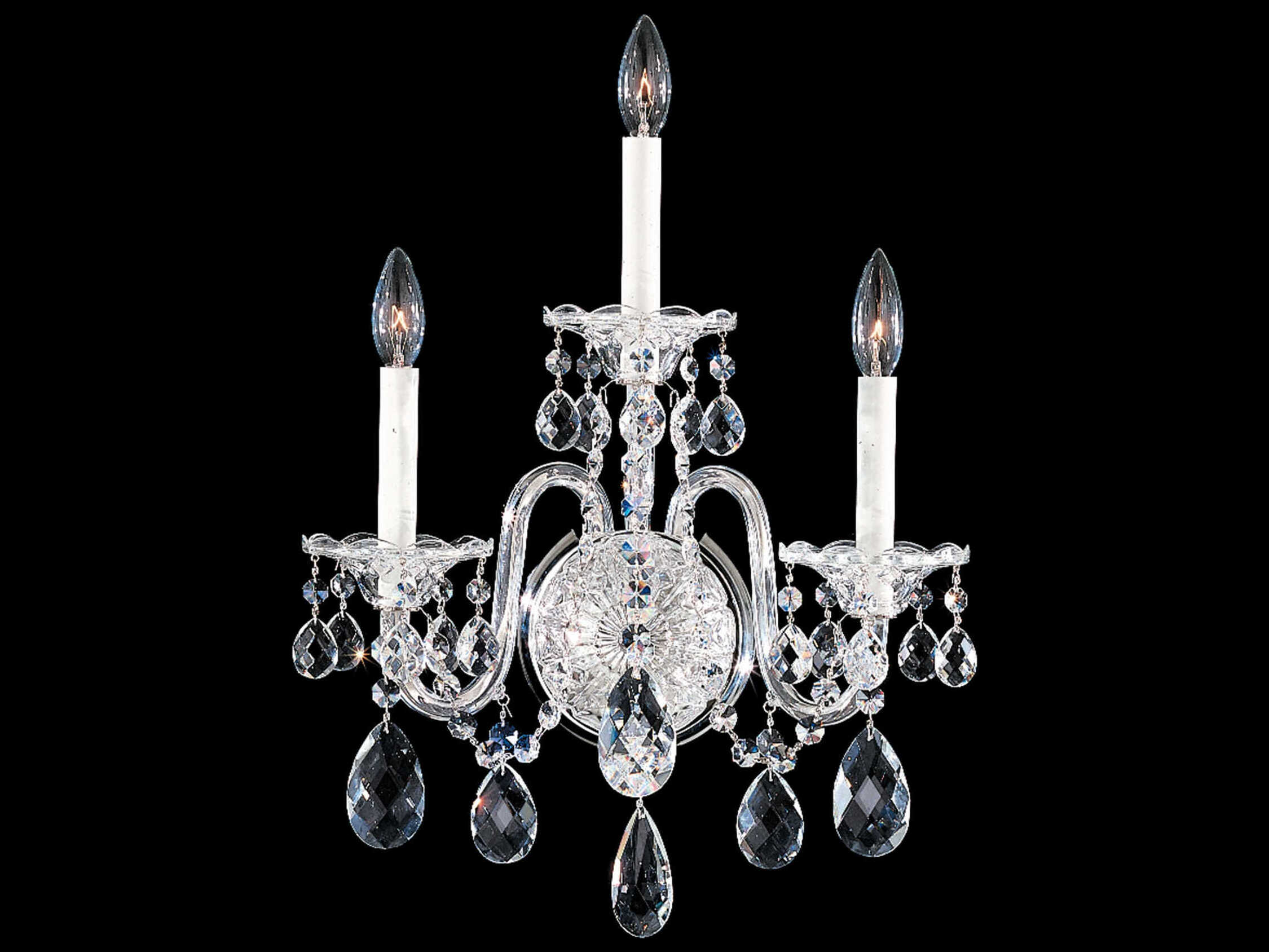 Schonbek Sterling 3-Light Silver Crystal Wall Sconce