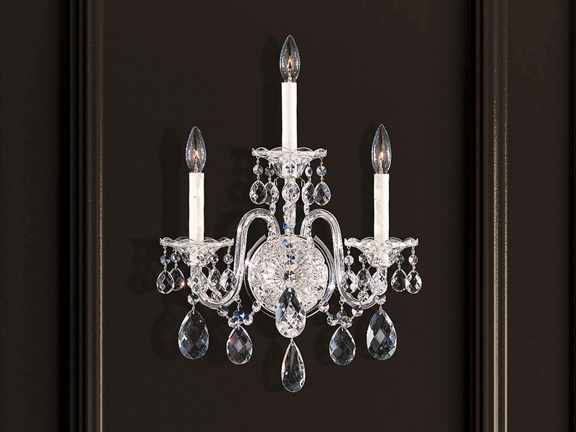 Schonbek Sterling 3-Light Silver Crystal Wall Sconce