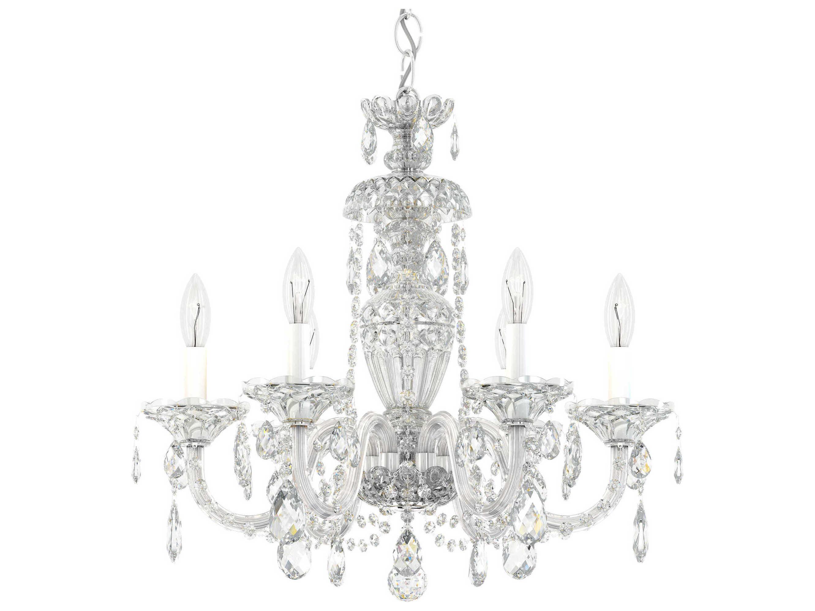 Schonbek Sterling 6-Light Silver Crystal Candelabra Chandelier