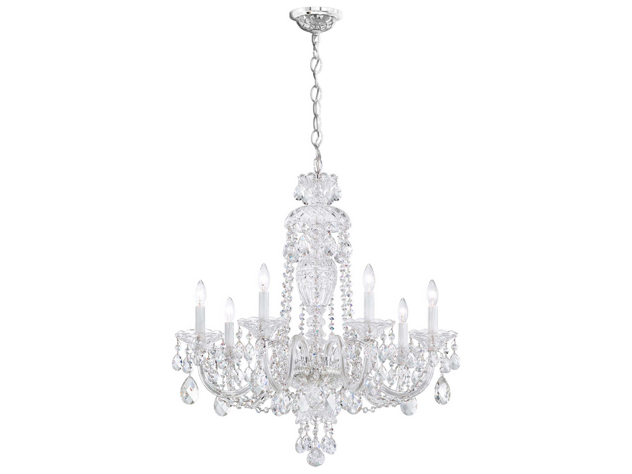 Schonbek Sterling 7-Light Silver Crystal Candelabra Chandelier